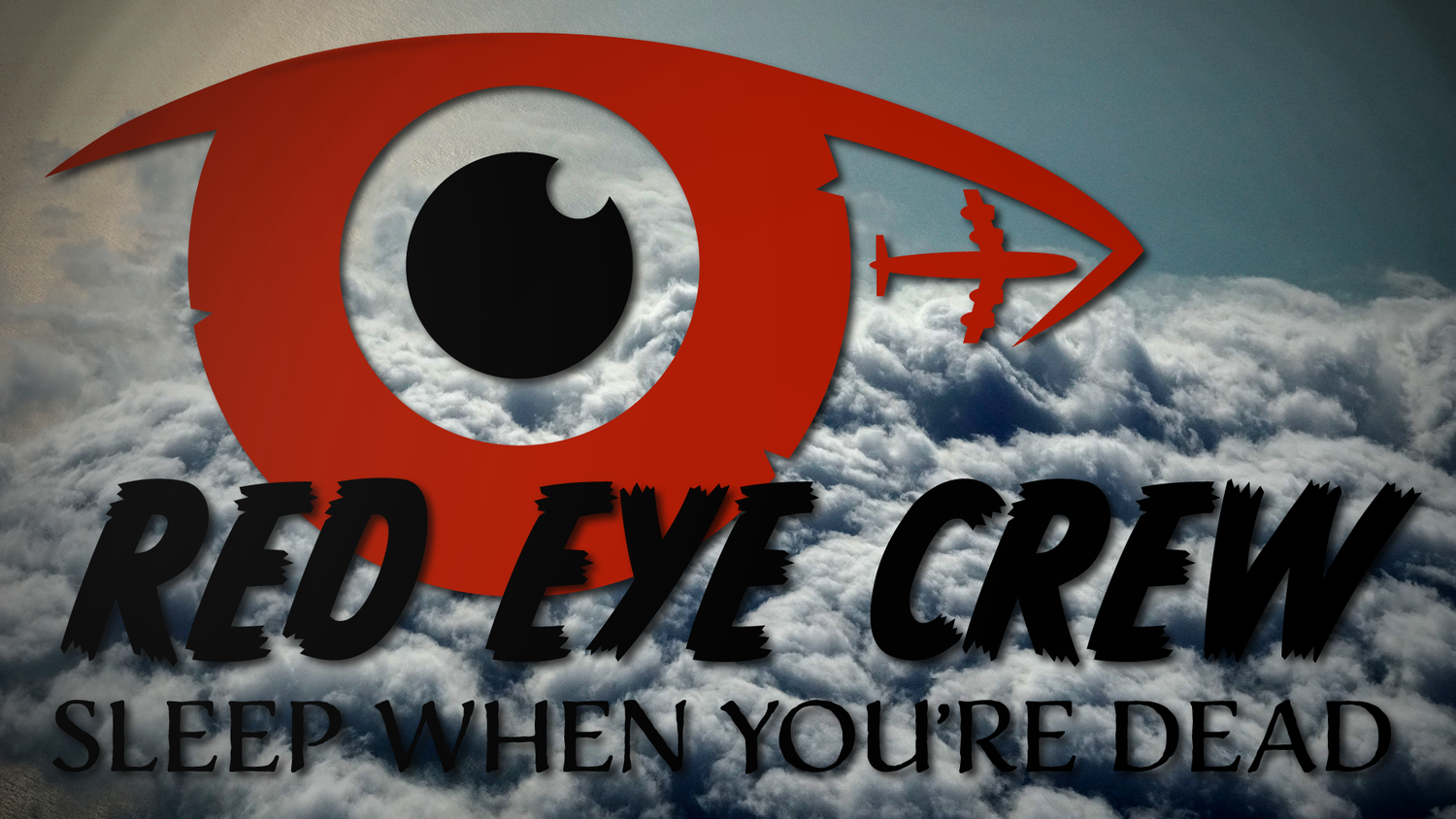 A red eye logo design with text reading 'Red Eye Crew - Sleep When You're Dead'.
