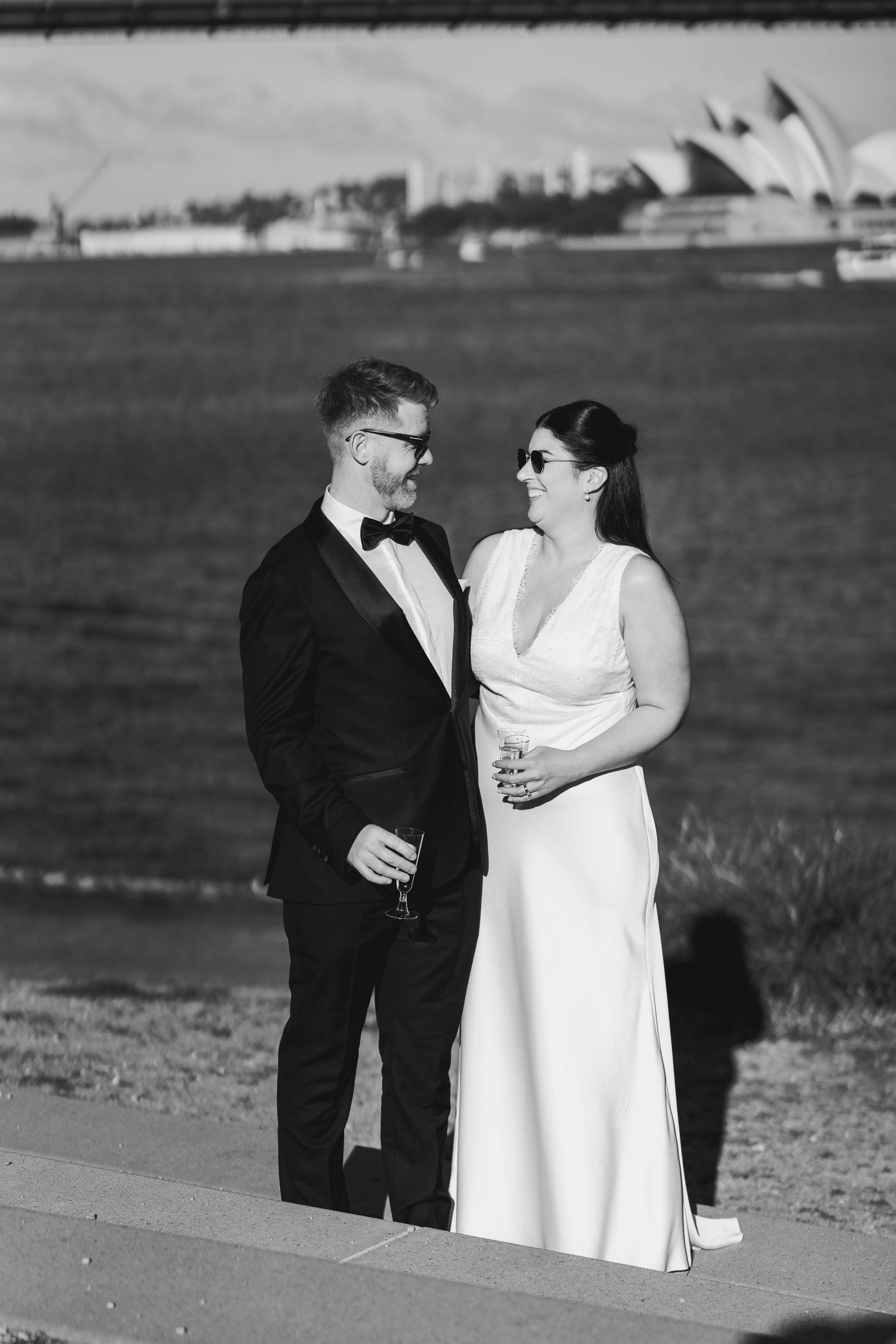 Sydney civil wedding ceremony at Blues Point Reserve, capturing the couple's romantic vows, candid moments and stunning Sydney Harbour views