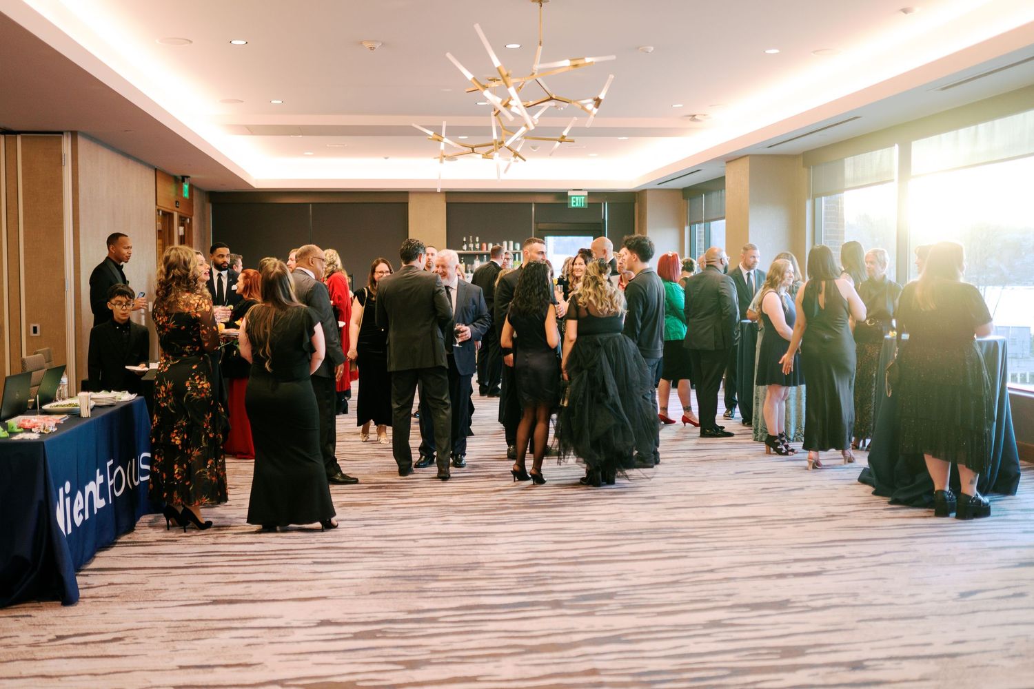 The ballroom during the reception before dinner, Hyatt Regency Lake Washington event photographer, Renton