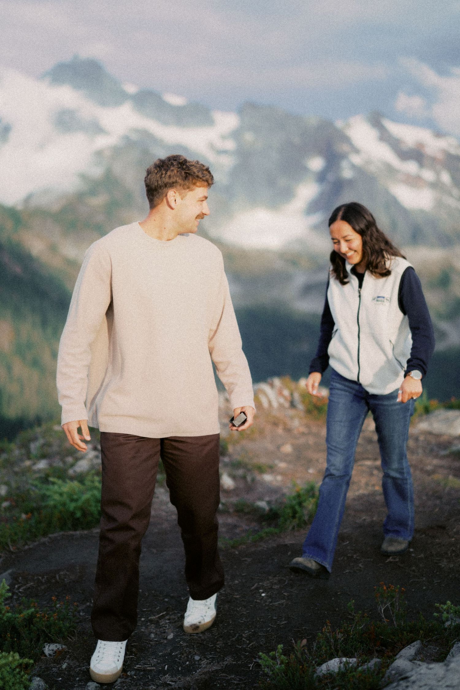 The two of them standing together on the ridge, Artist Point proposal photographer, Mt Baker