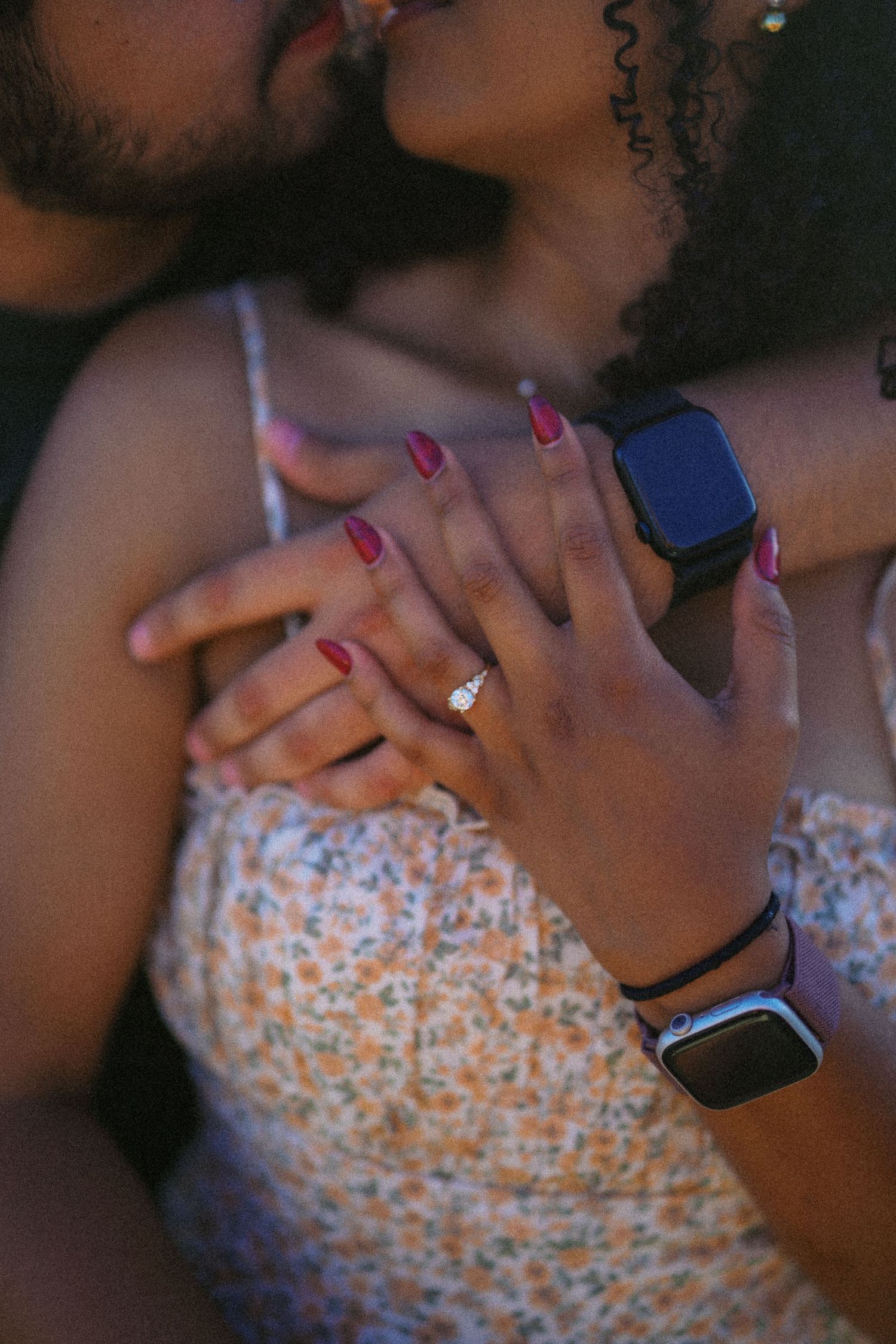 Holding hands along the water's edge after the proposal, Seattle engagement photographer