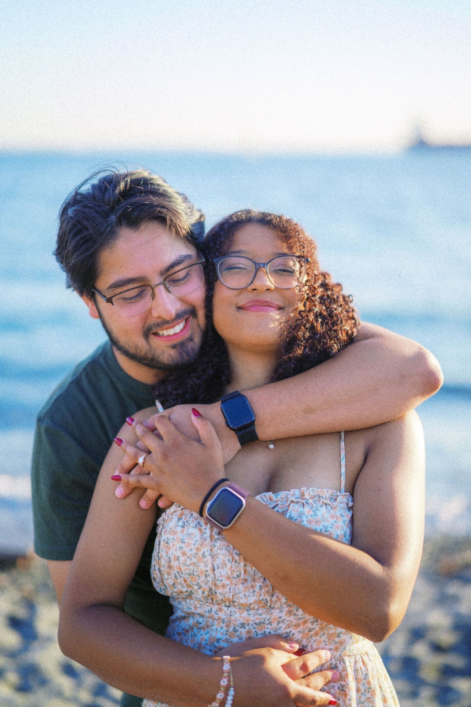 Walking the shoreline a few minutes from Kerry Park after the proposal, Seattle proposal photographer