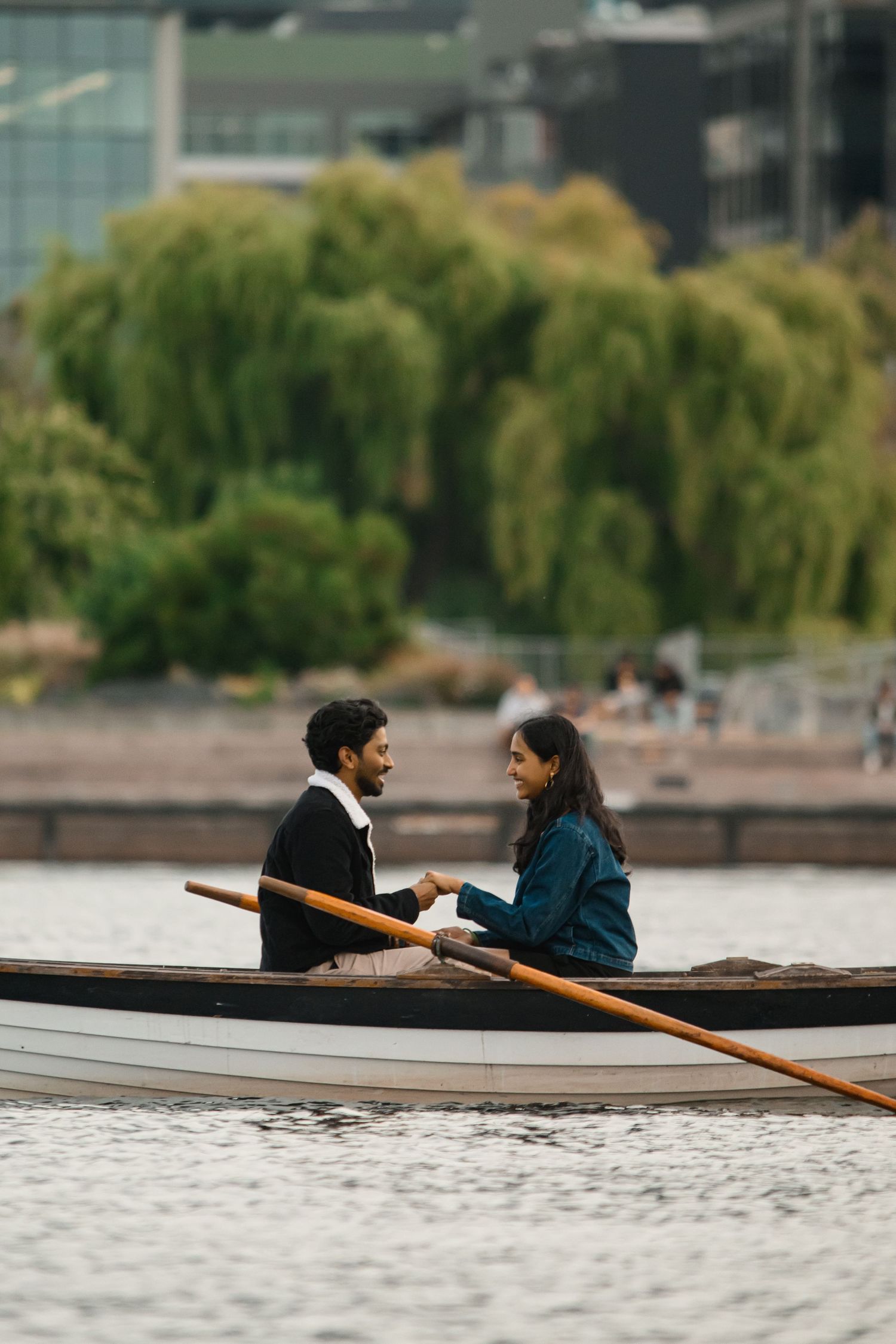 Rowing out onto Lake Union in a wooden boat, Lake Union proposal photographer, Seattle