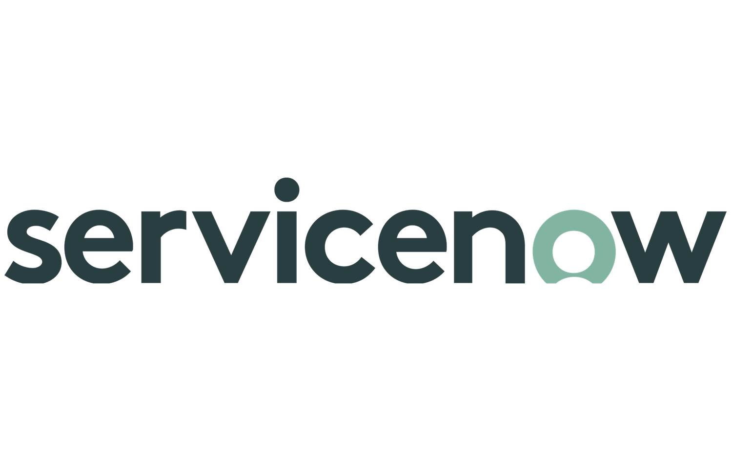 A blue and green ServiceNow logo with gradient text design against a white background.