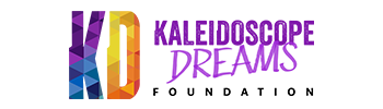 Three colorful organization logos showing Kaleidoscope Dreams and RD Foundation with purple and blue text.