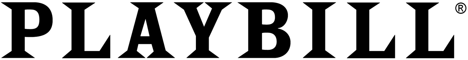 A vintage black and white Playbill magazine logo design with bold typography against a white background.