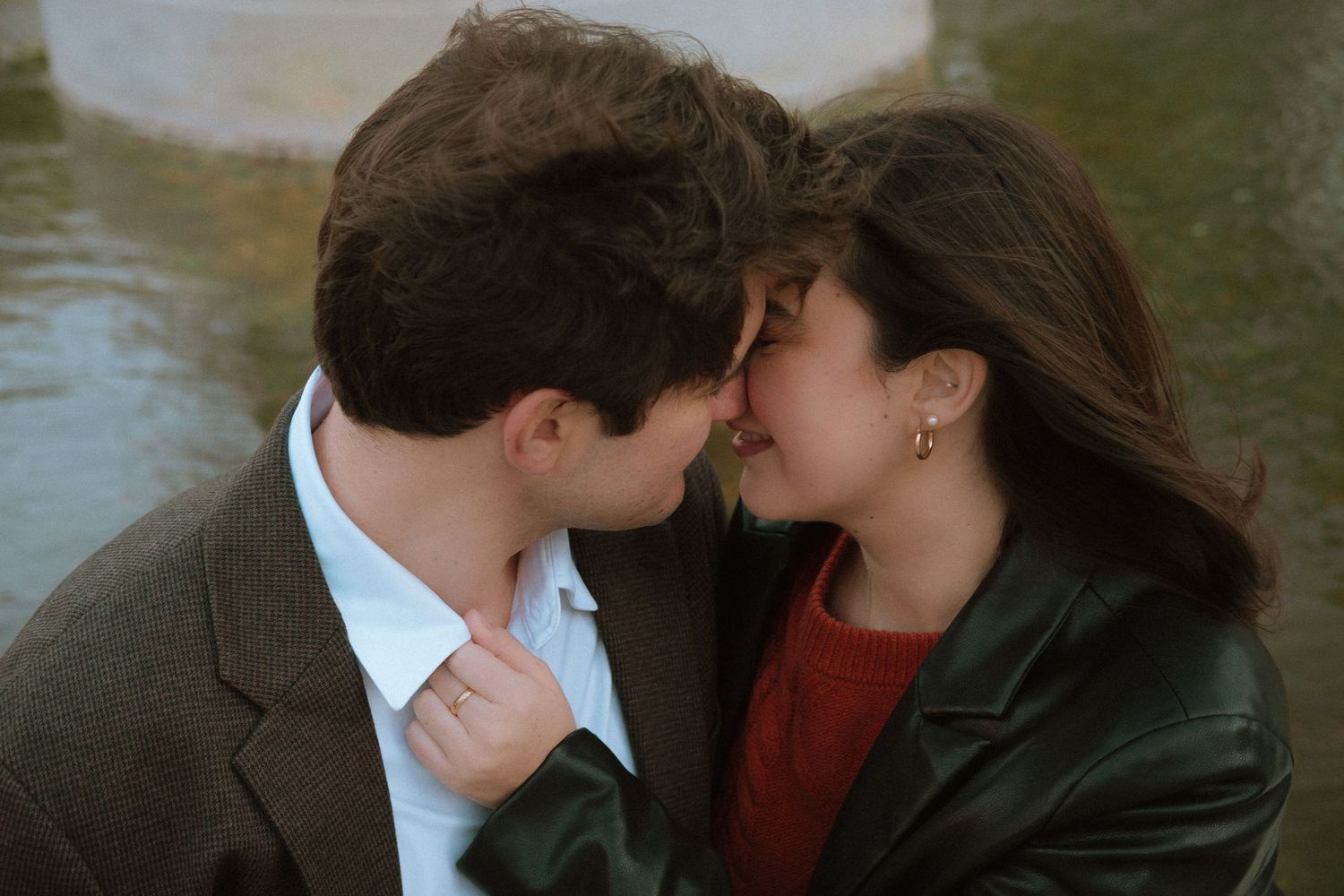 Couple about to kiss in Dupont