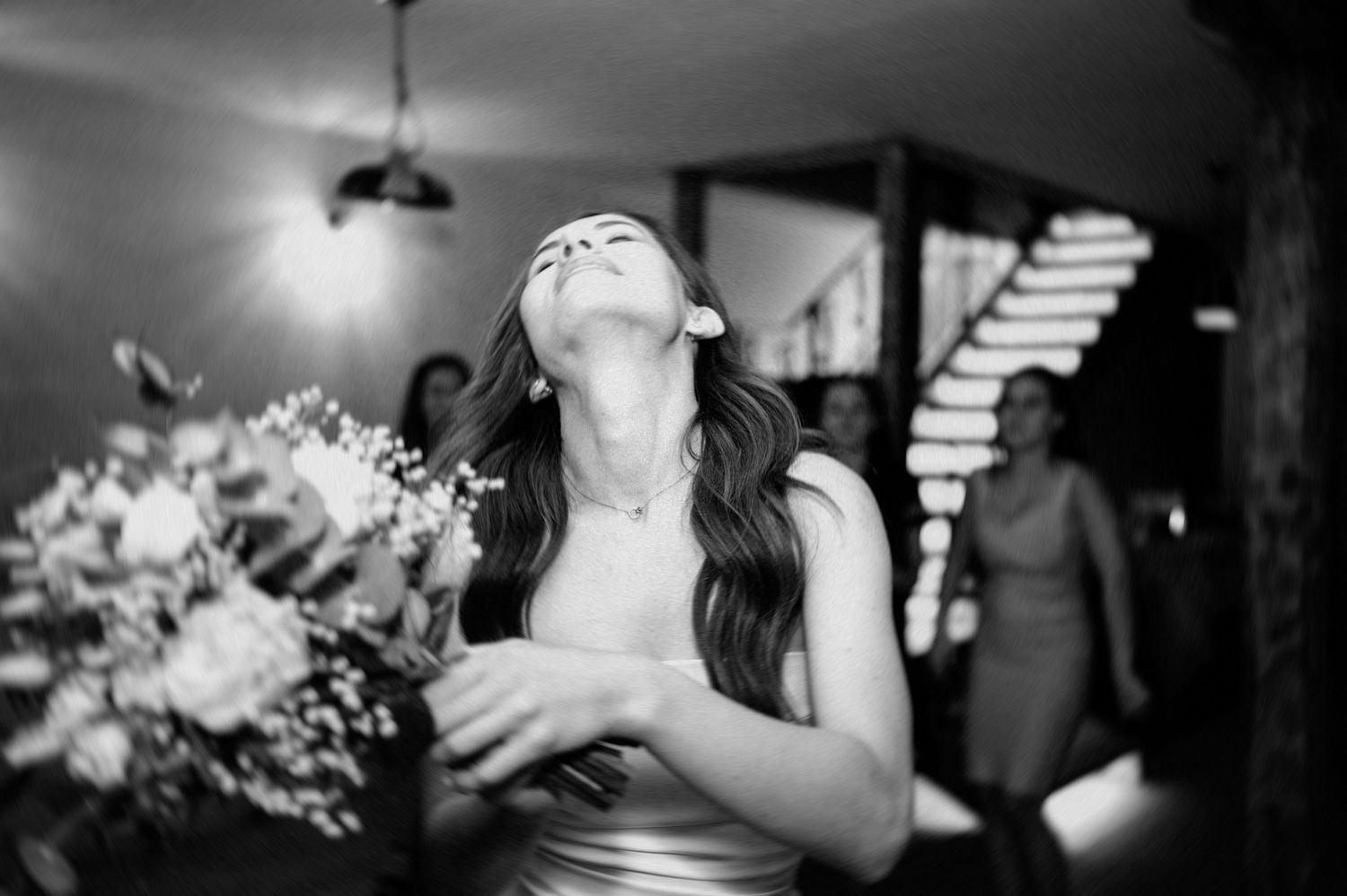 Black and white candid party photos showing dancing and celebration.