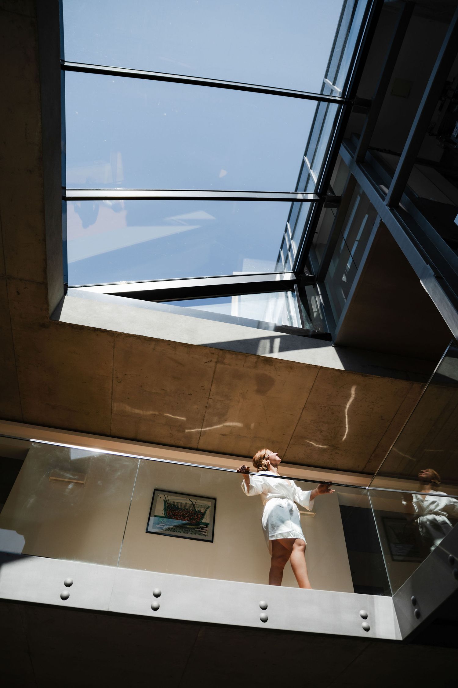 Modern architectural skylight detail with geometric lines and natural light.