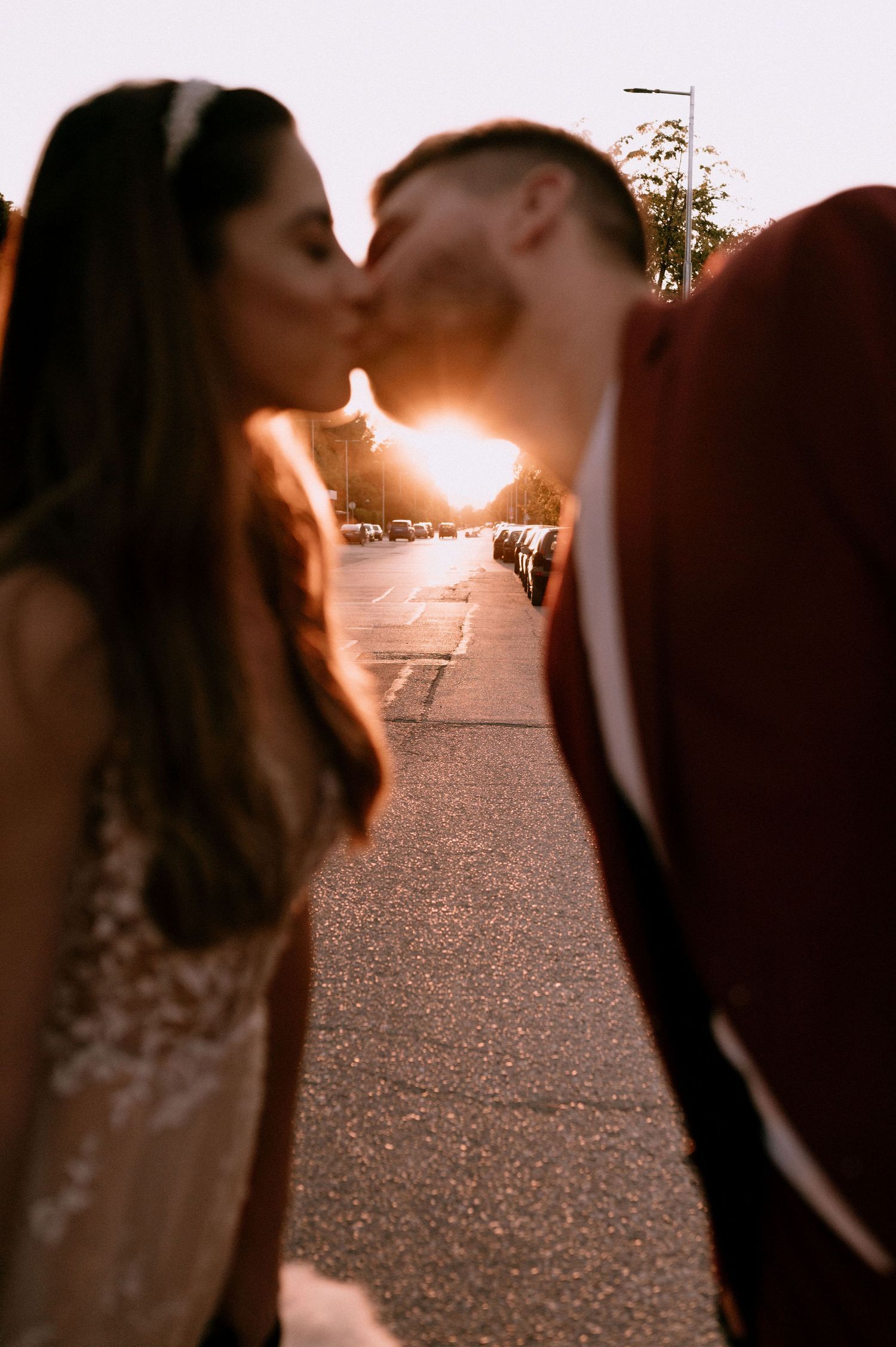 Intimate sunset moment captured on a quiet street.