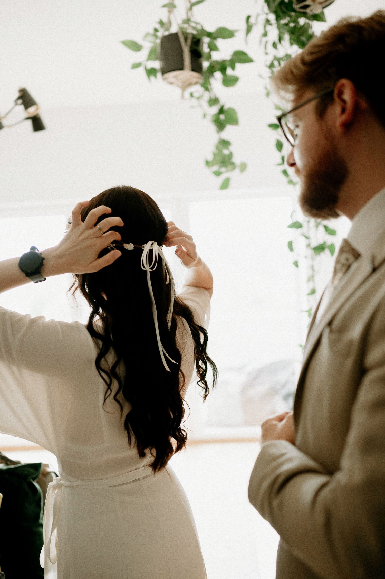Romantic wedding photography sequence showing tender moments between newlyweds.
