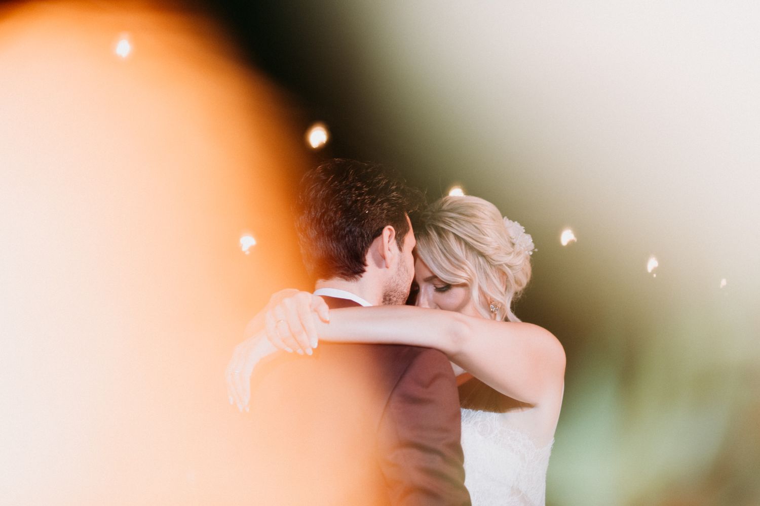 Soft focus romantic photo with bokeh lights creating dreamy atmosphere.