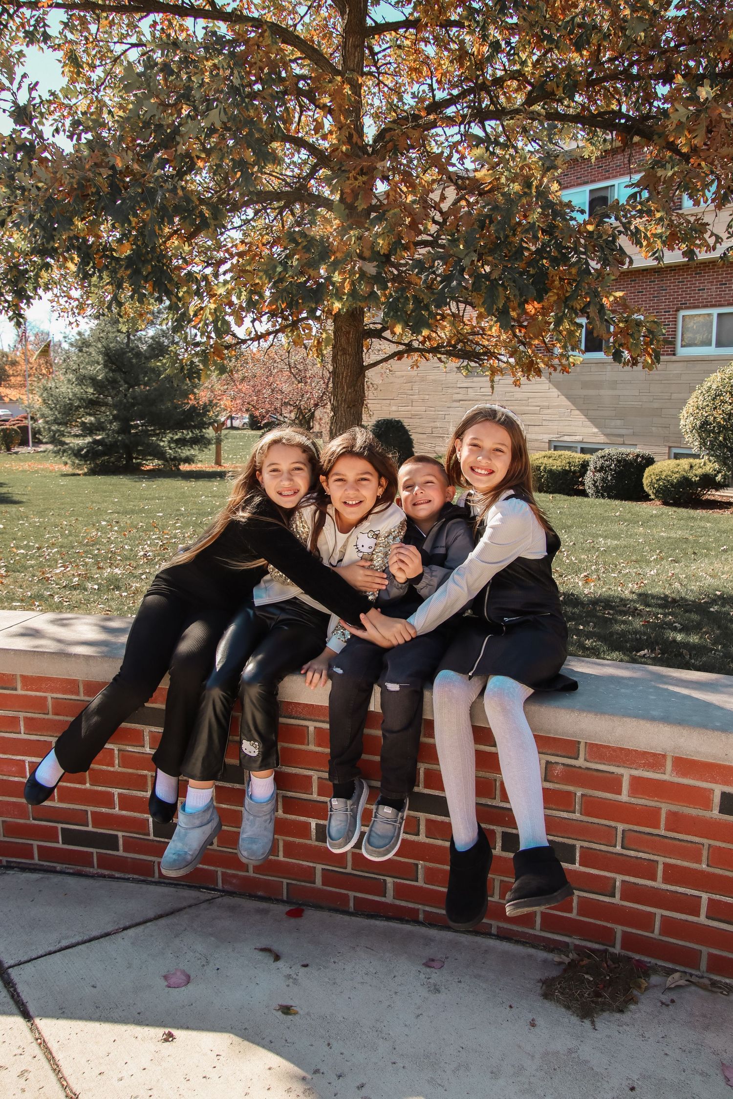 Sibling group hug.