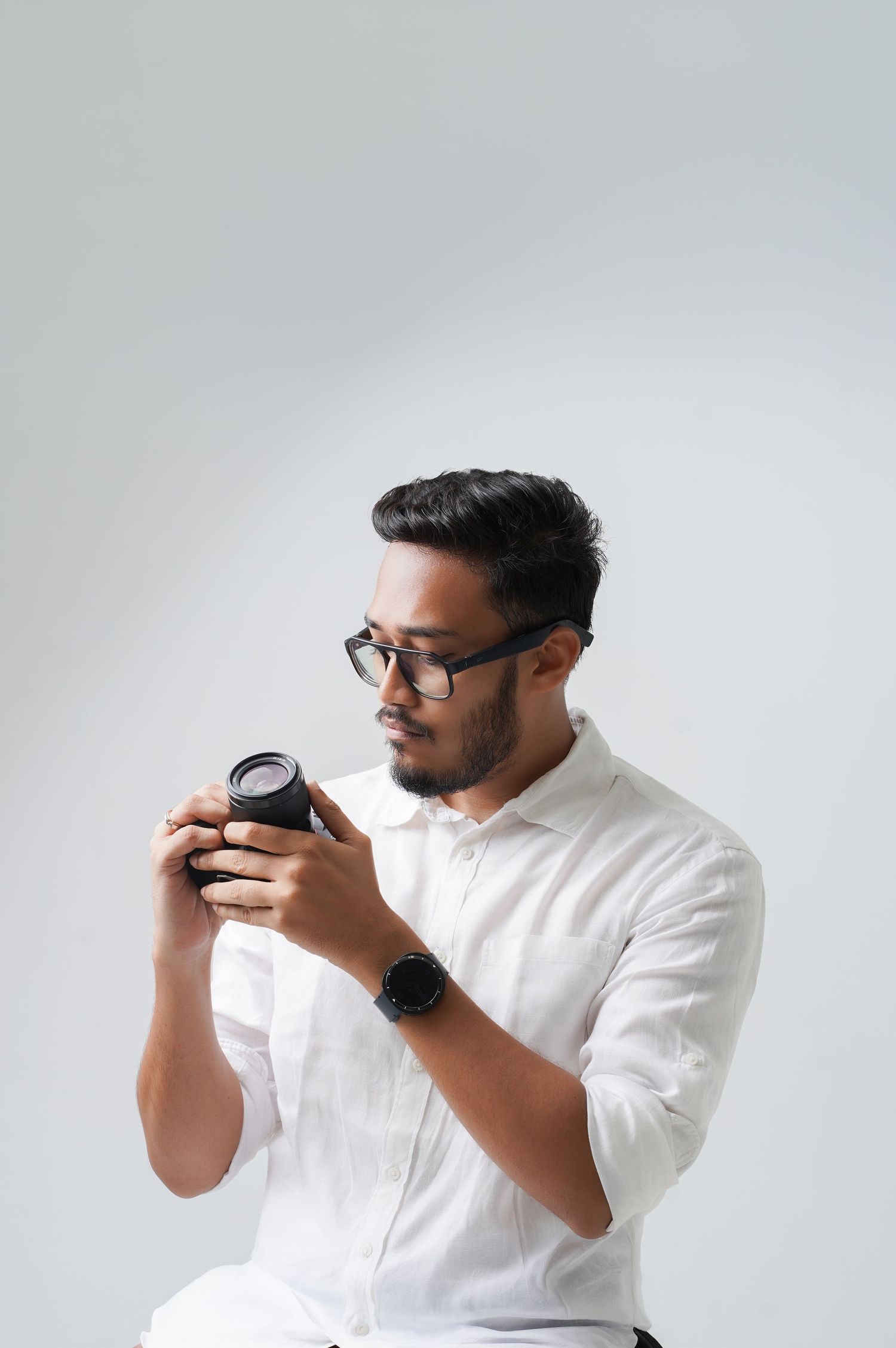 Darshil Patel, a fashion photographer in Vadodara, Gujarat, specializing in editorial and commercial fashion photography.
