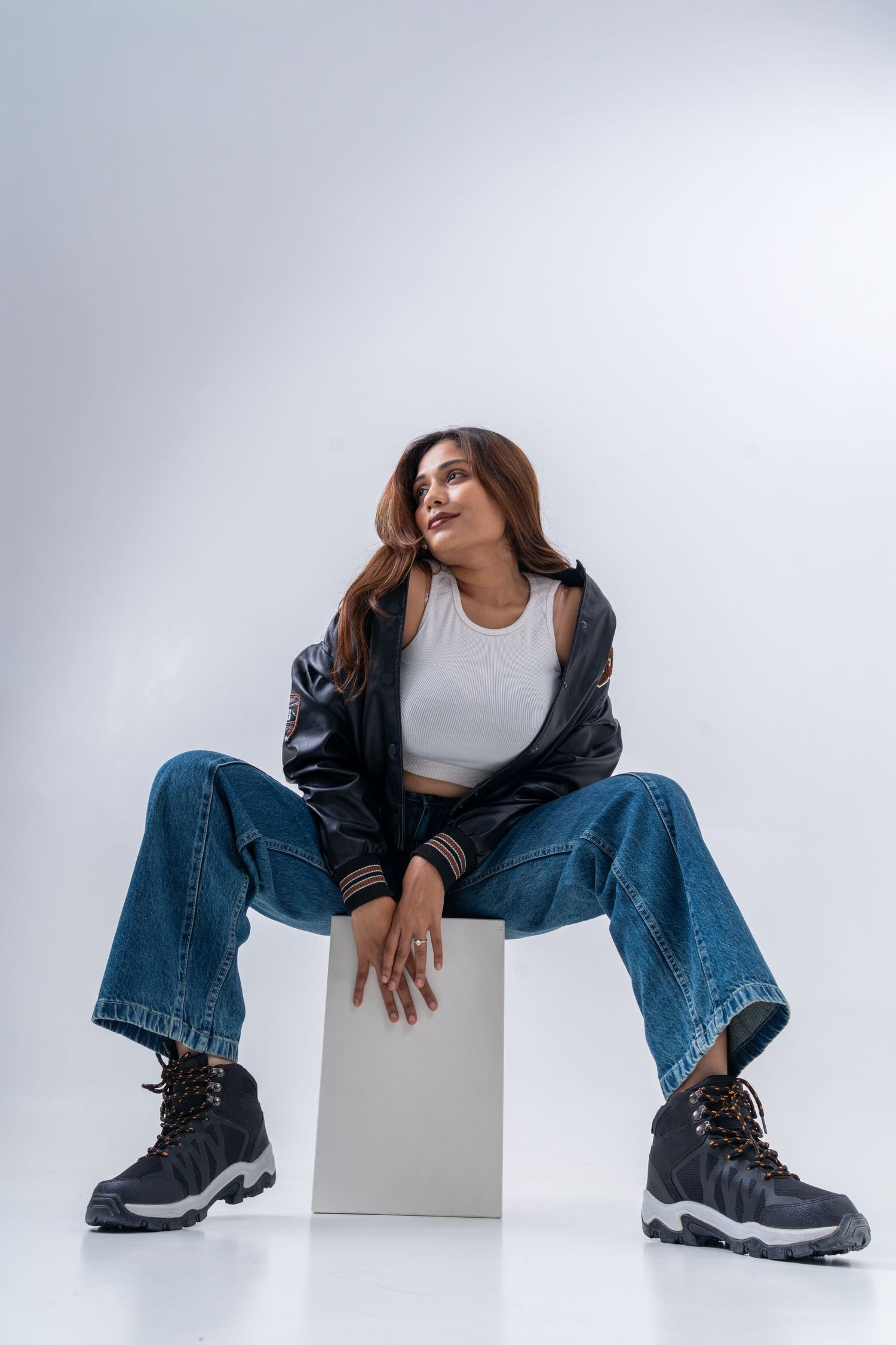 Contemporary casual fashion look from Souled Store photographed by Darshil Patel for a clean studio editorial.
