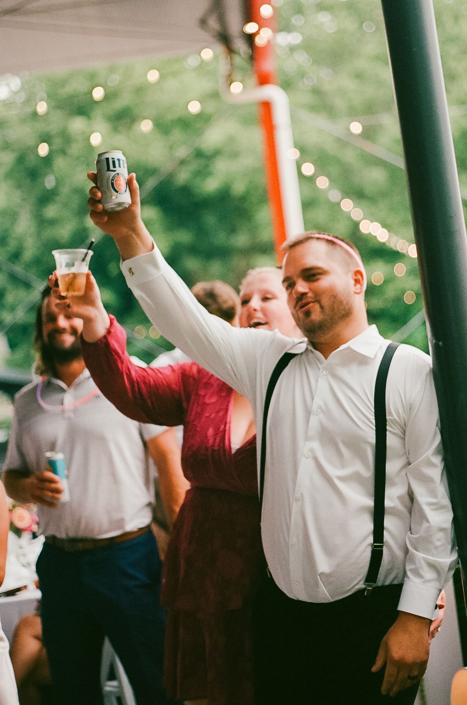 Cheering for the bride and groom during the first dances at the Saugatuck Center for the Arts.
