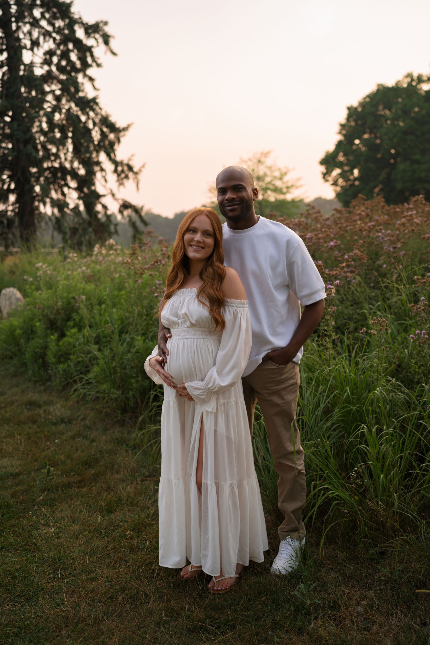 Expectant parents enjoying a quiet moment together at Highlands Prairie.