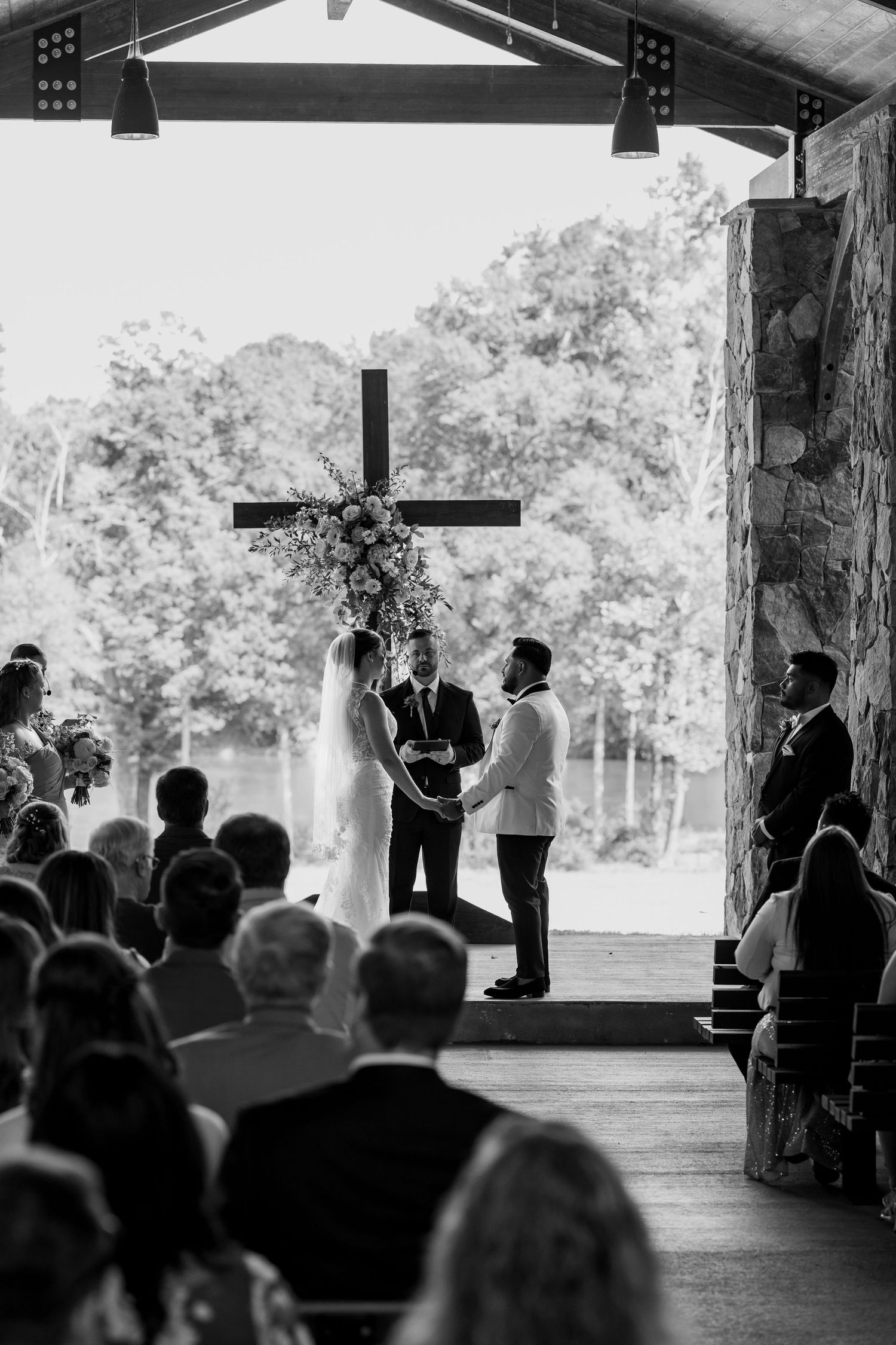 Bride and groom at altar at The Living Water Chapel in Rock Hill, SC by Natalie Wilson Photo