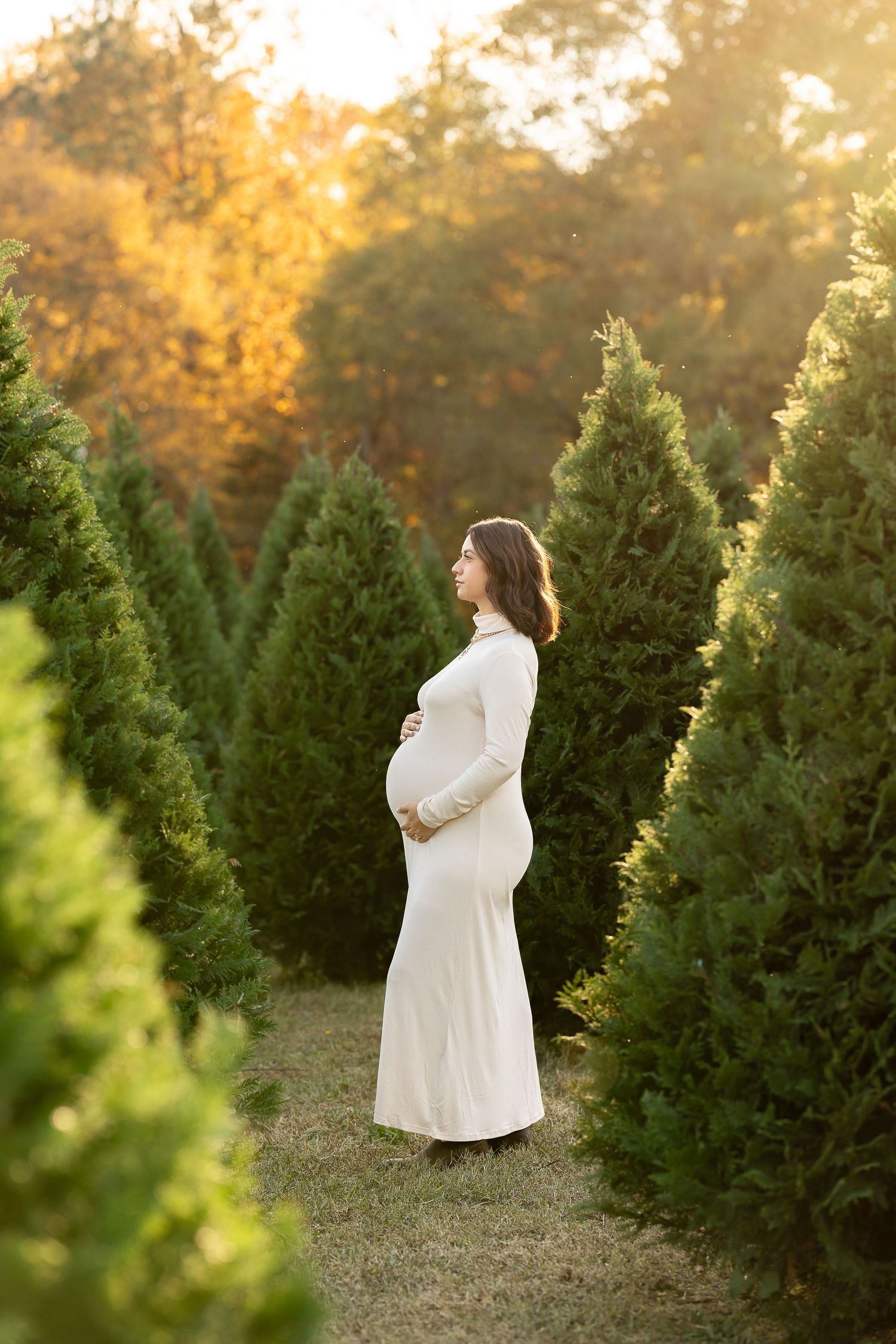 Maternity photo taken at Penland Christmas Tree Farm by Rock Hill Photographer, Natalie Wilson Photo