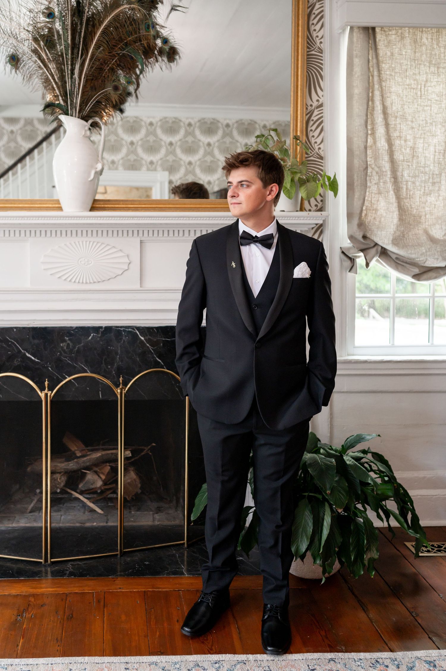 Portrait of Groom. Photo at The Historic Robertson Homestead by Rock Hill Photographer, Natalie Wilson