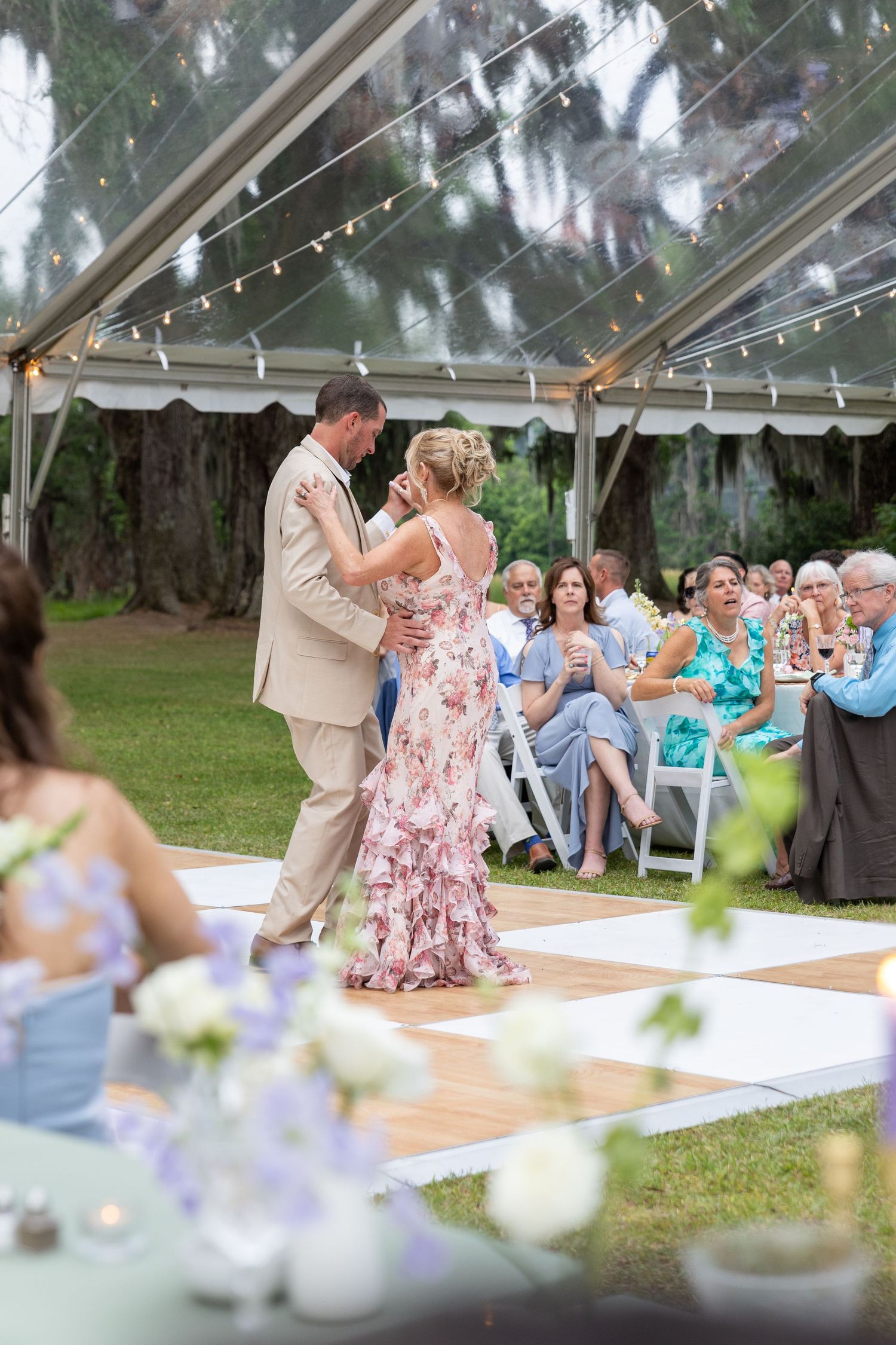 Groom and mom at a wedding at Cotton Hall in South Carolina taken by photographer Natalie Wilson.