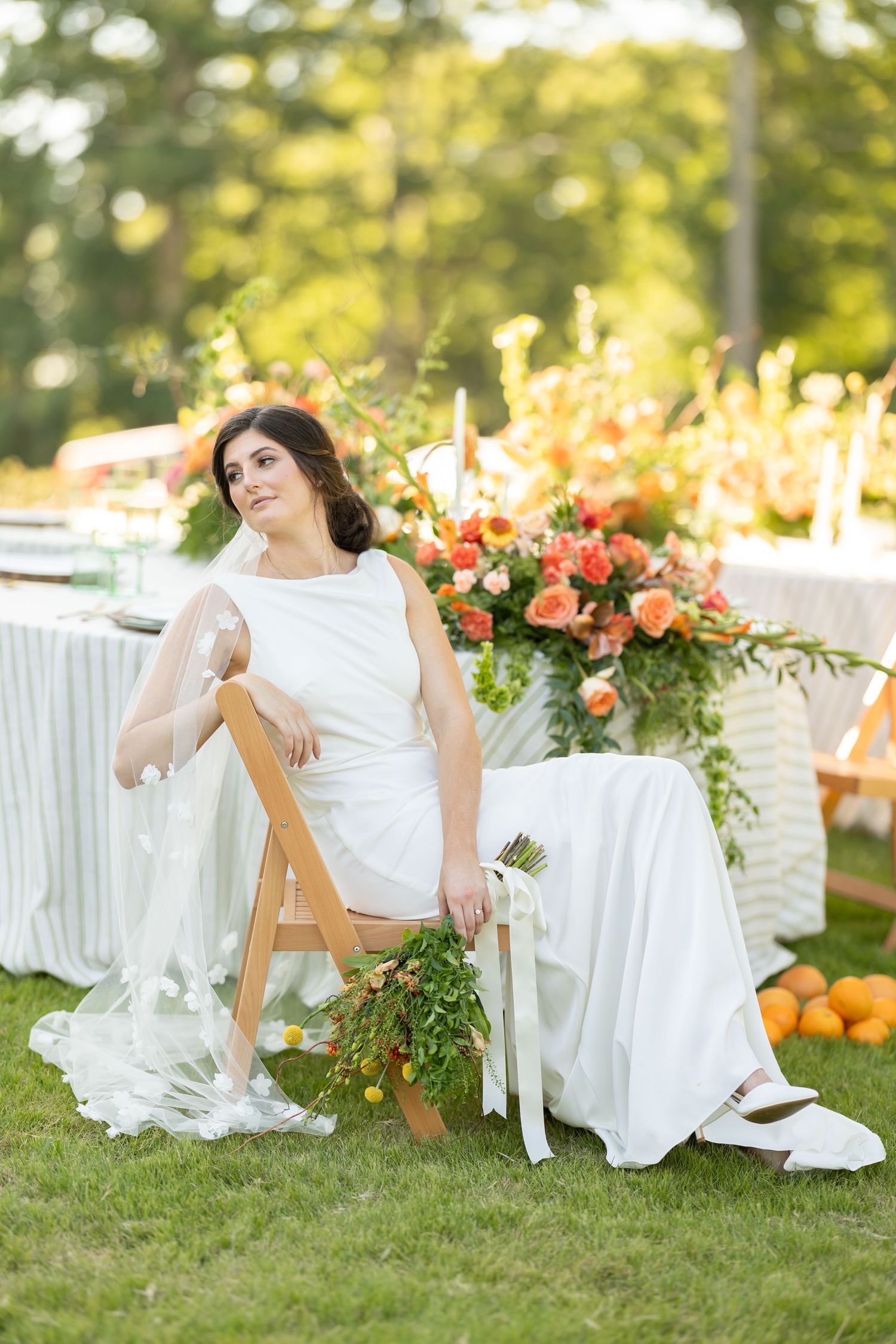 A bridal photo with citrus accents taken by Rock Hill Wedding Photographer, Natalie Wilson Photo
