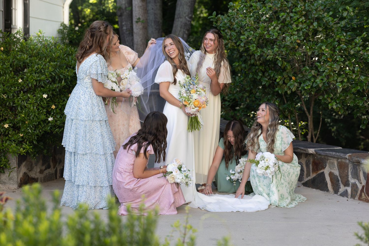 Bridesmaids at The Historic Robertson Homestead taken by Rock Hill Wedding Photographer