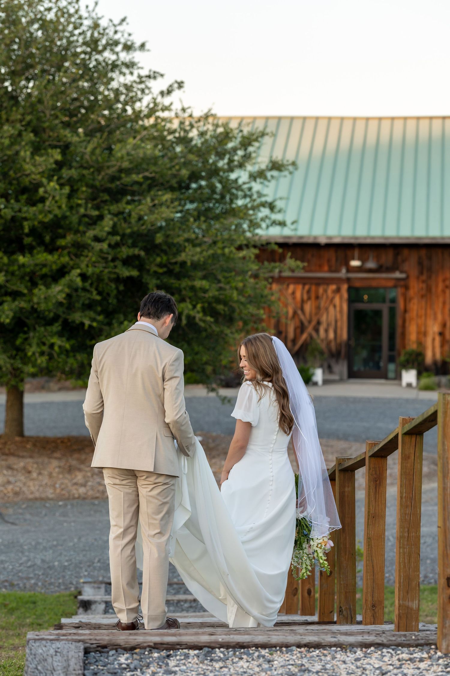 Bride and groom at The Historic Robertson Homestead taken by Rock Hill Wedding Photographer