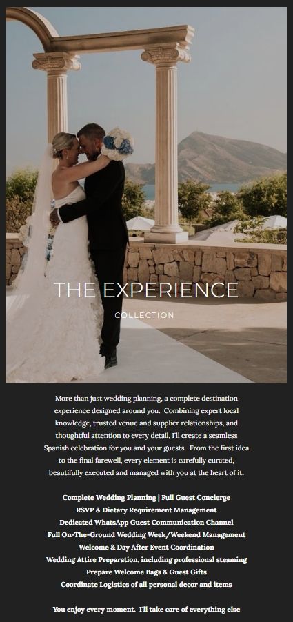 Destination wedding planning & package details for couples getting married in Alicante, Altea, Valencia, Murcia, Costa Blanca, Costa Calida