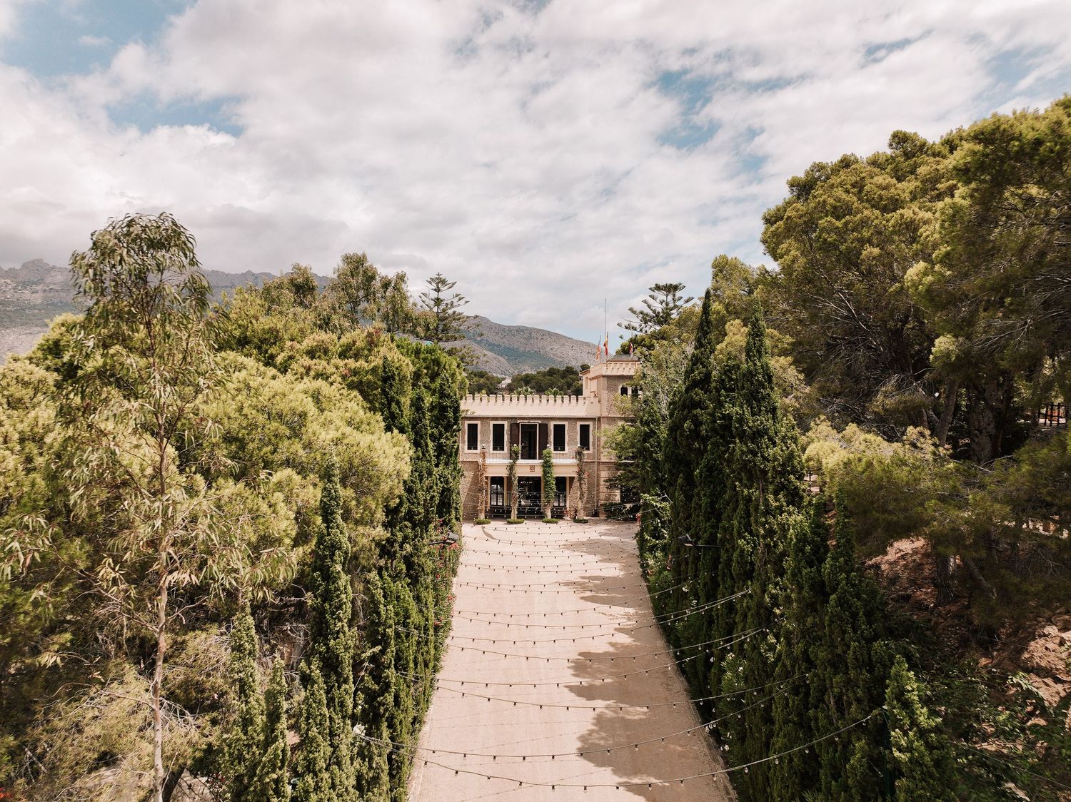 Aerial view of Marques de Montemolar finca wedding venue in Altea, Alicante, on Spain's Costa Blanca
