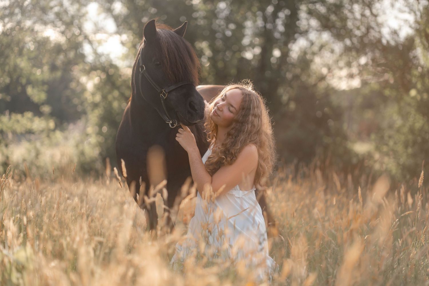 Moment de complicité entre une cavalière et son cheval