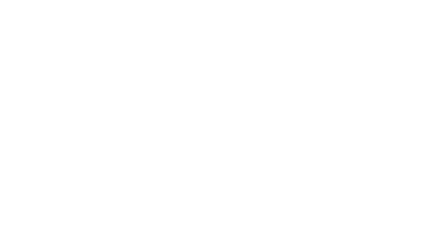 Simple line drawing of a minimalist flower with curved petals and stem in white against black background.