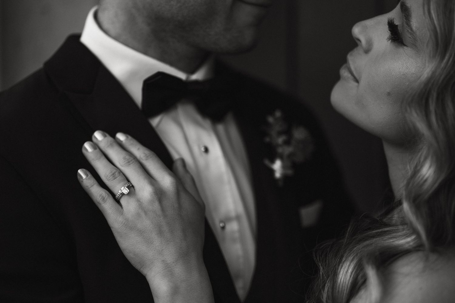 wedding ring and black tie