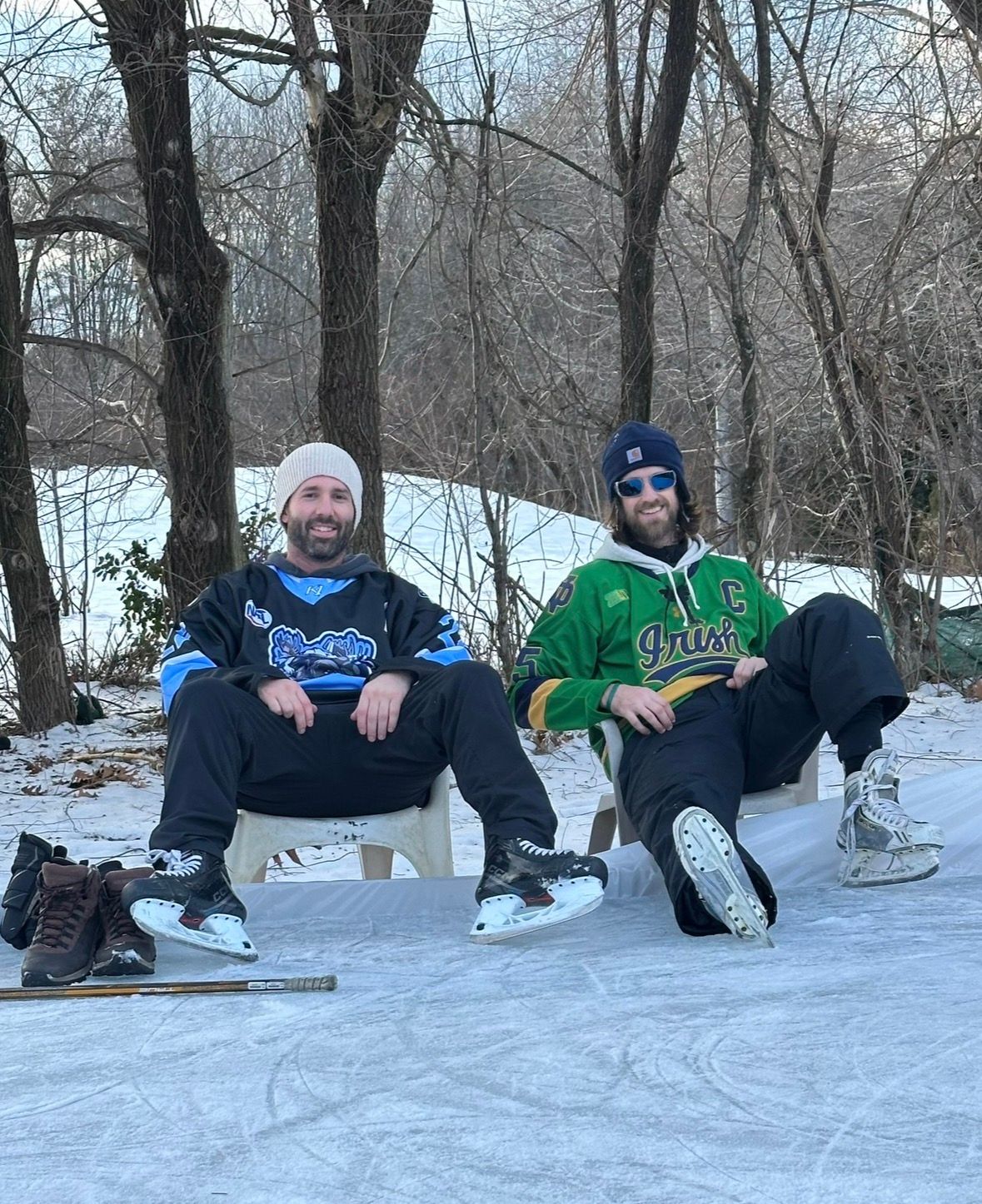 Fv3 Media LLC - About me - Frank V Fichera III in his home town of Pelham New Hampshire skating on a home made rink in the back yard