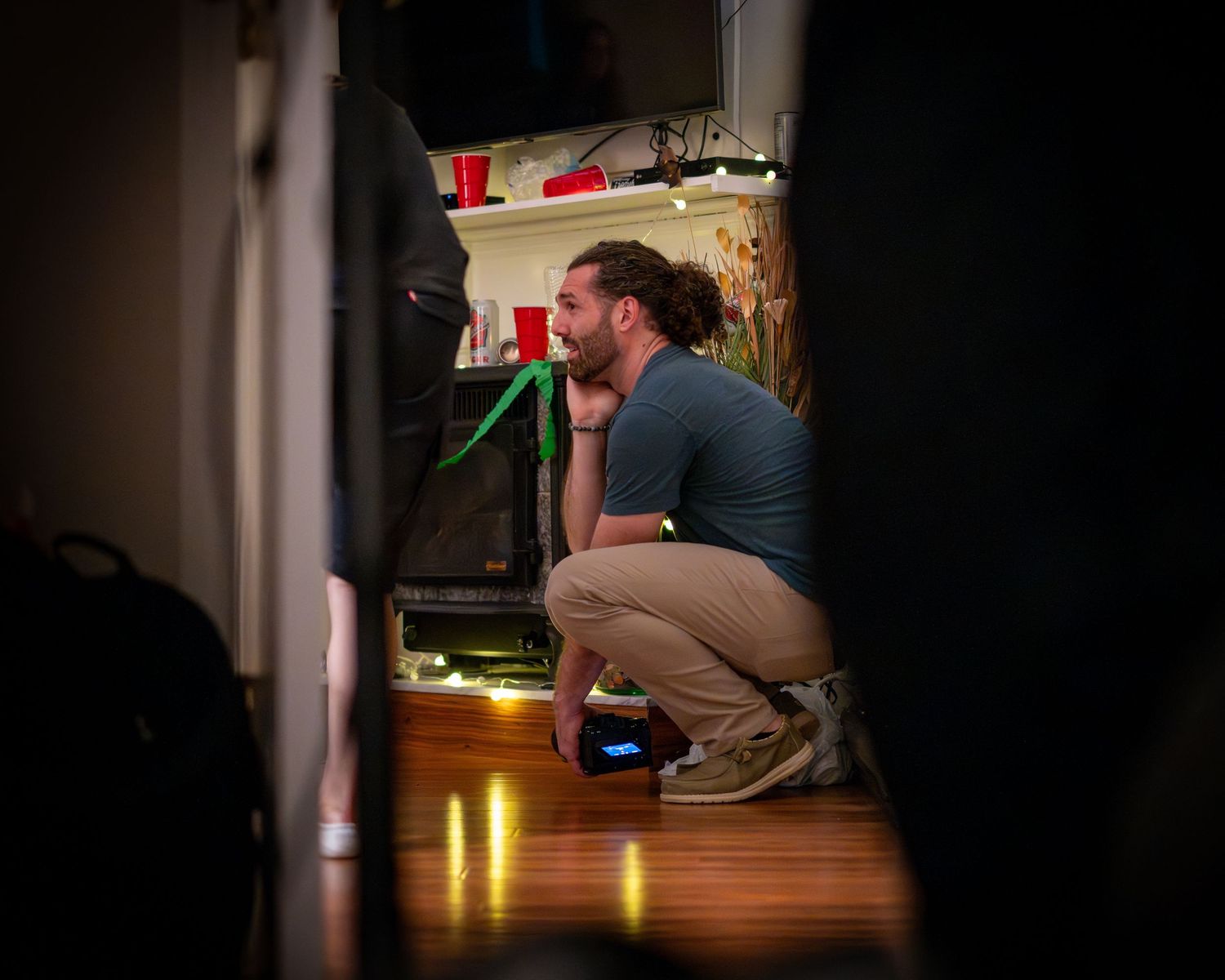 Behind the scenes photo of Fv3 Media photographer Frank Fichera on the set of New England hiking drama feature film All You Have