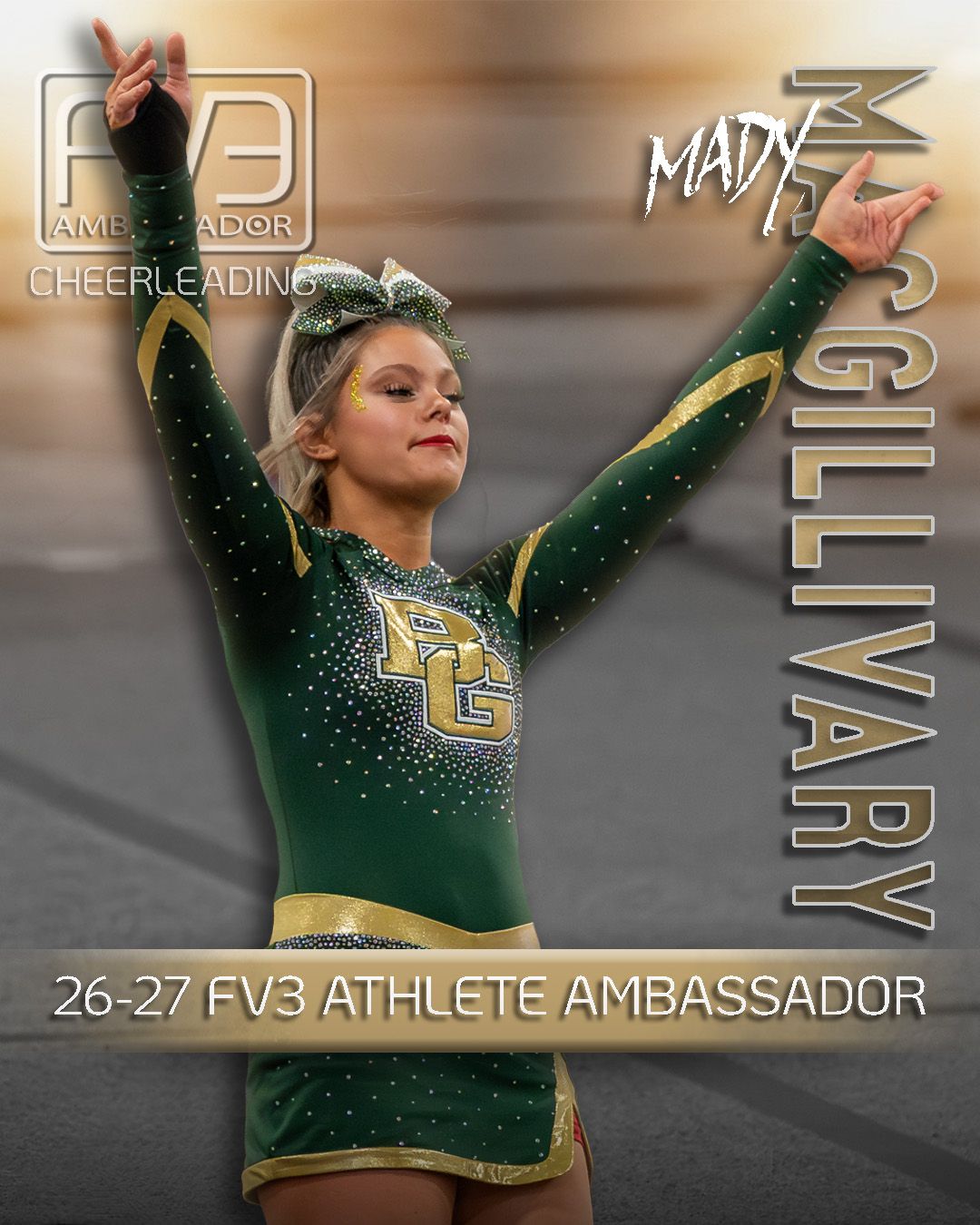 Fv3 Media Ambassador announcement for Mady Macgillivary - Cheerleading Captain for Bishop Guertin High School in New Hampshire