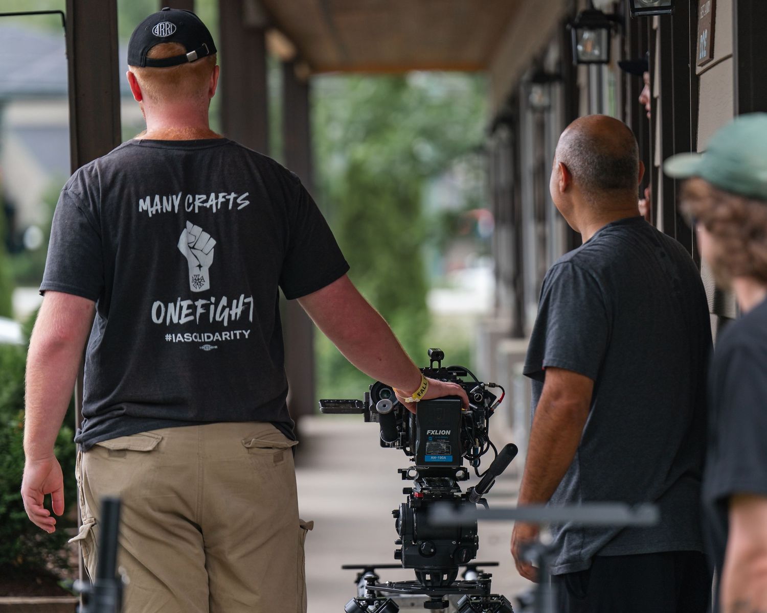 Behind the scenes photo of cinematographer Felix Bailly on the set of New England hiking drama feature film All You Have in Lincoln NH