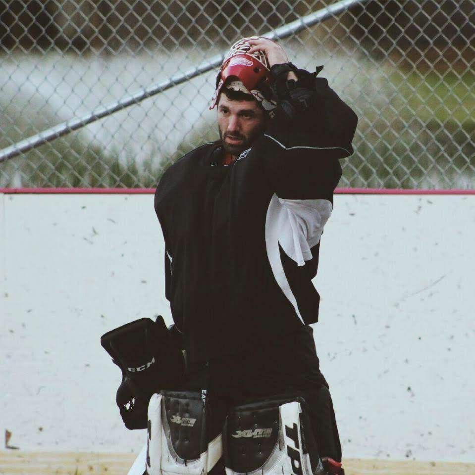 Fv3 Media LLC - About me - Frank V Fichera III playing goalie in a hockey game at the rink in Concord New Hampshire