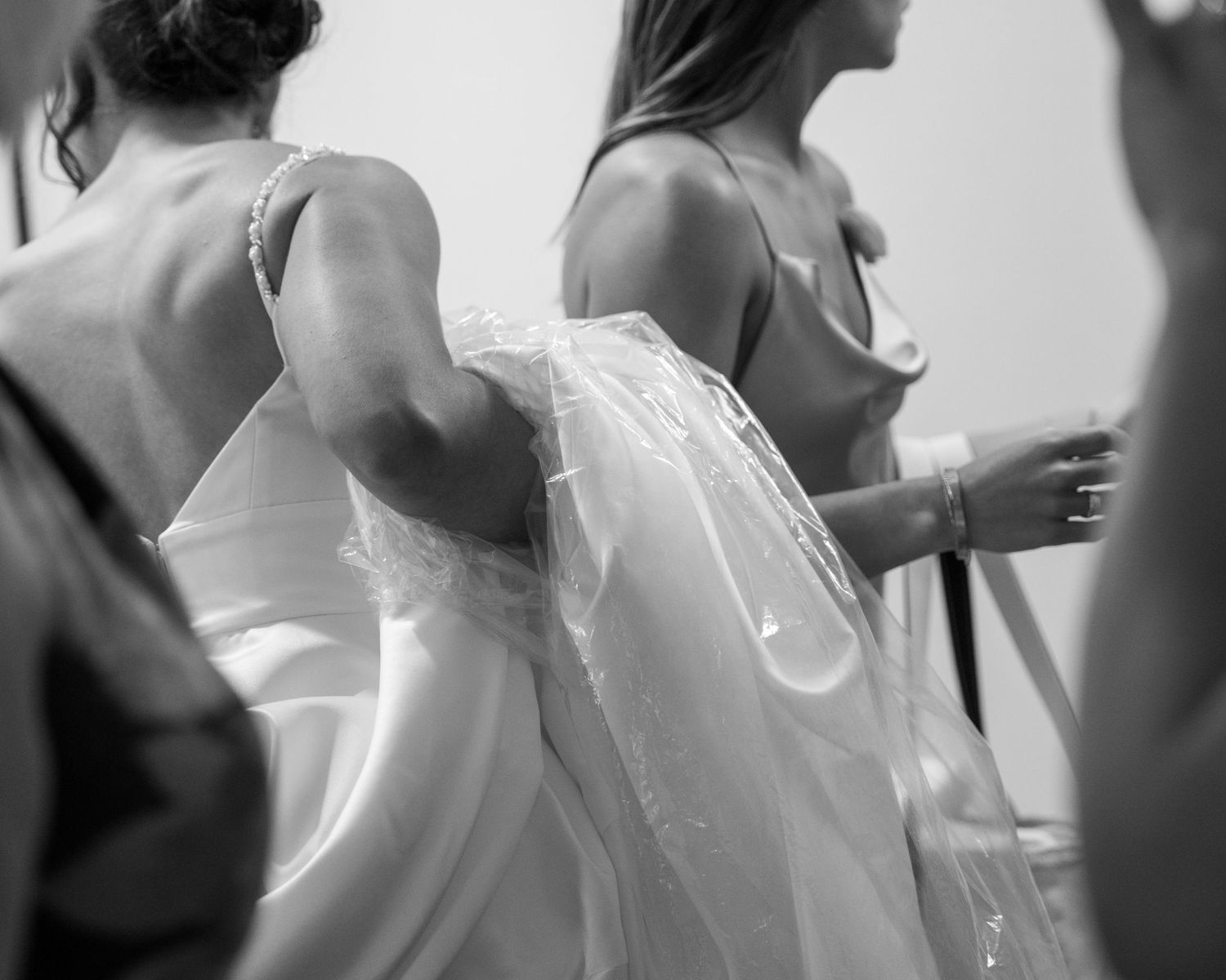 Photography of bride and groom sharing a moment with friends and family after an elegant New England church wedding ceremony New Hampshire.