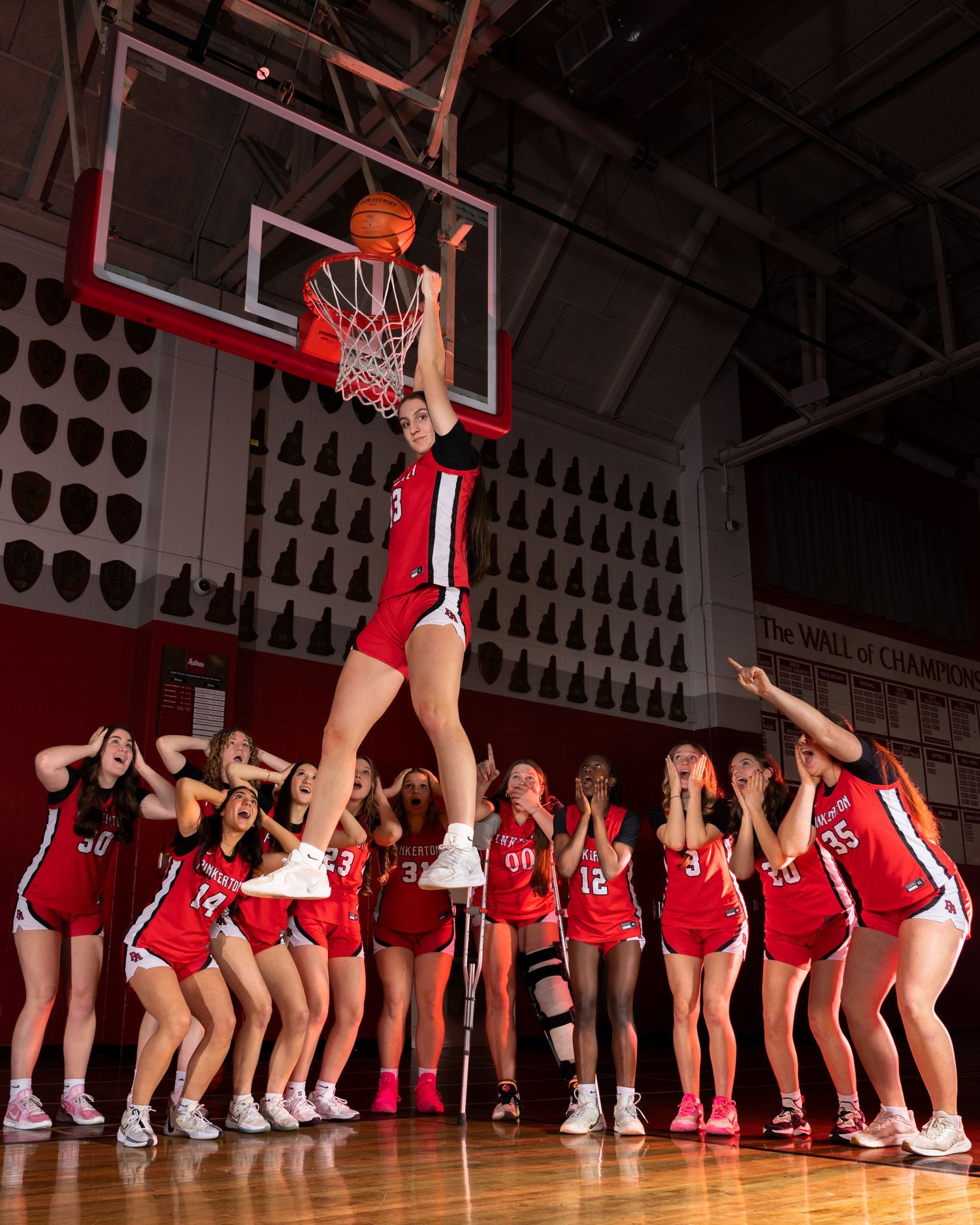 Pinkerton Academy Astros girls Basketball Fv3 Media sports photography Media Day photoshoot and creative portrait session in New Hampshire