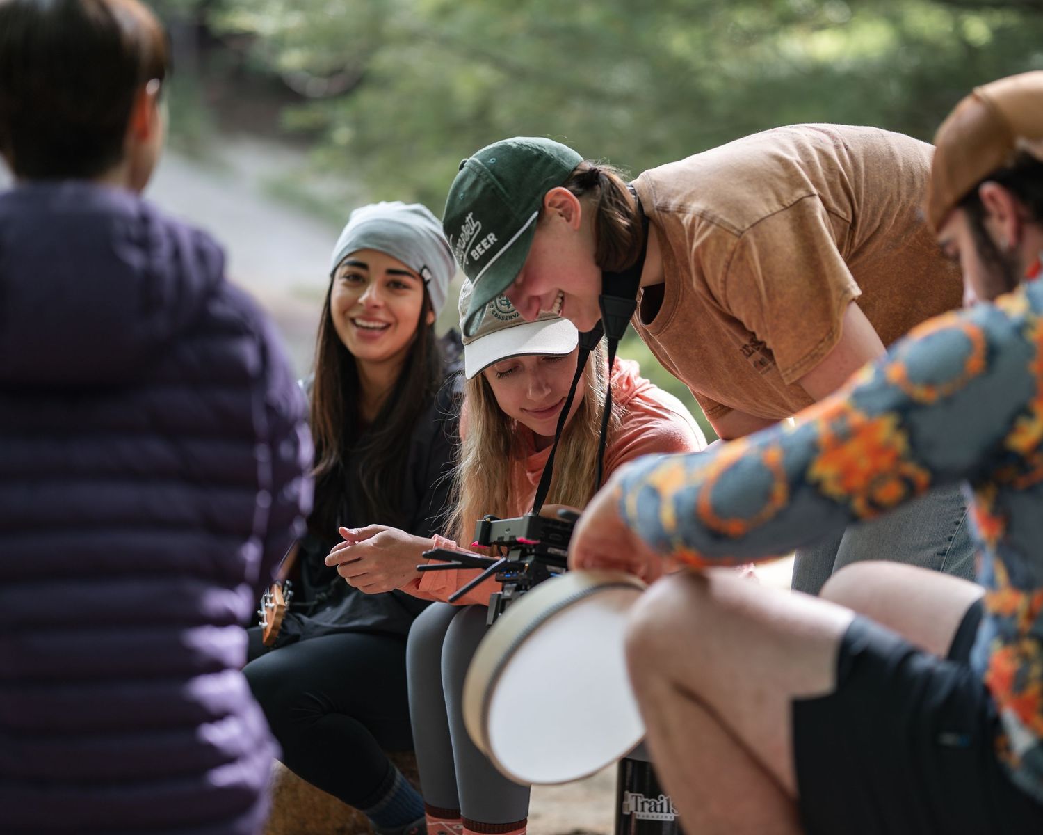 Behind the scenes photo of actress Lilian Rebelo on set of New England hiking drama feature film All You Have in Lincoln New Hampshire
