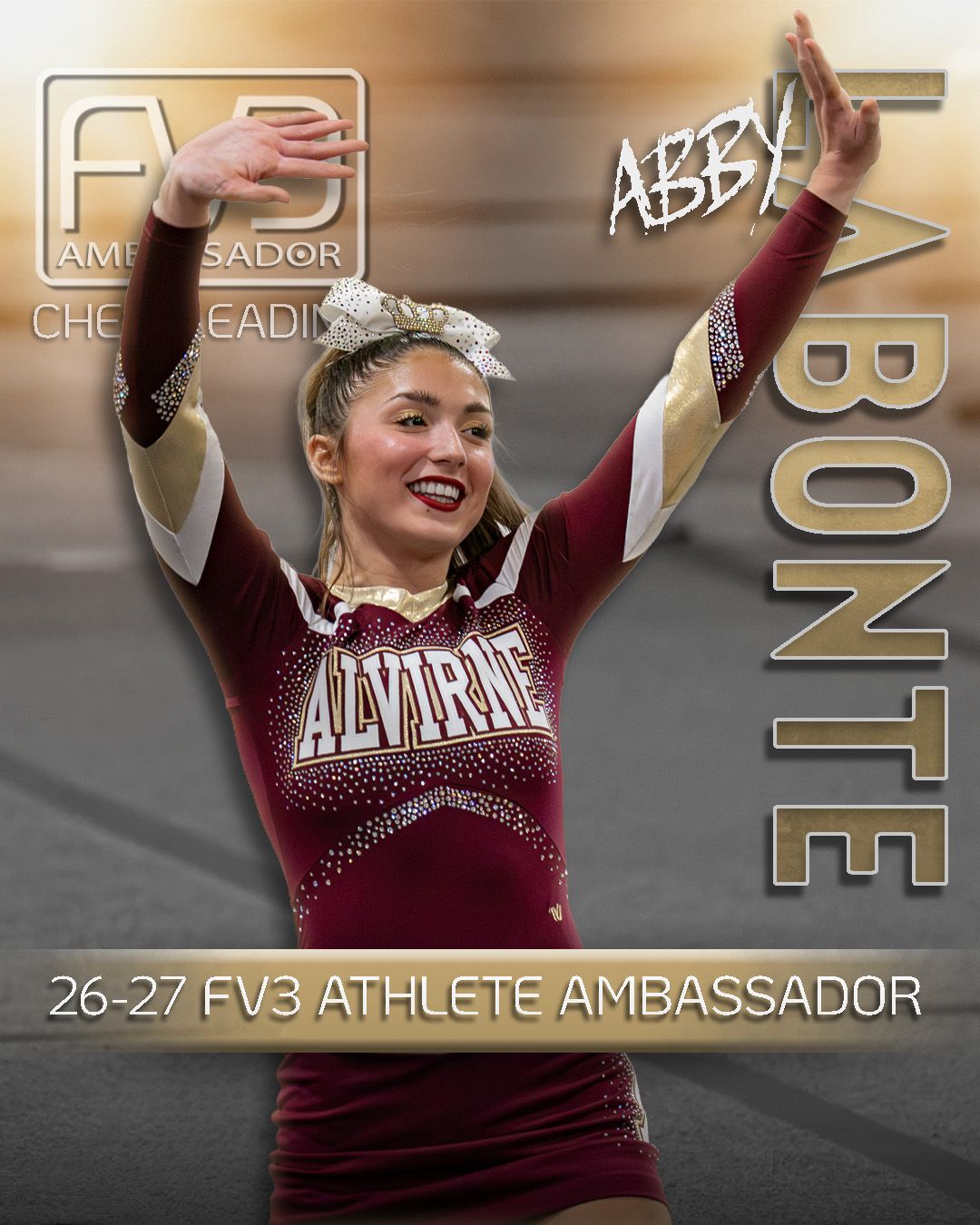 Fv3 Media LLC Athlete Ambassador Abby Labonte - New England cheerleader and Alvirne high school student athlete Media Day Photo