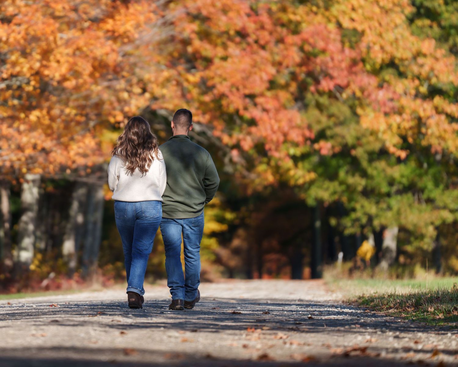 Fv3 Media New Hampshire Photography Videography elopement wedding couple New England fall foliage dirt road walk