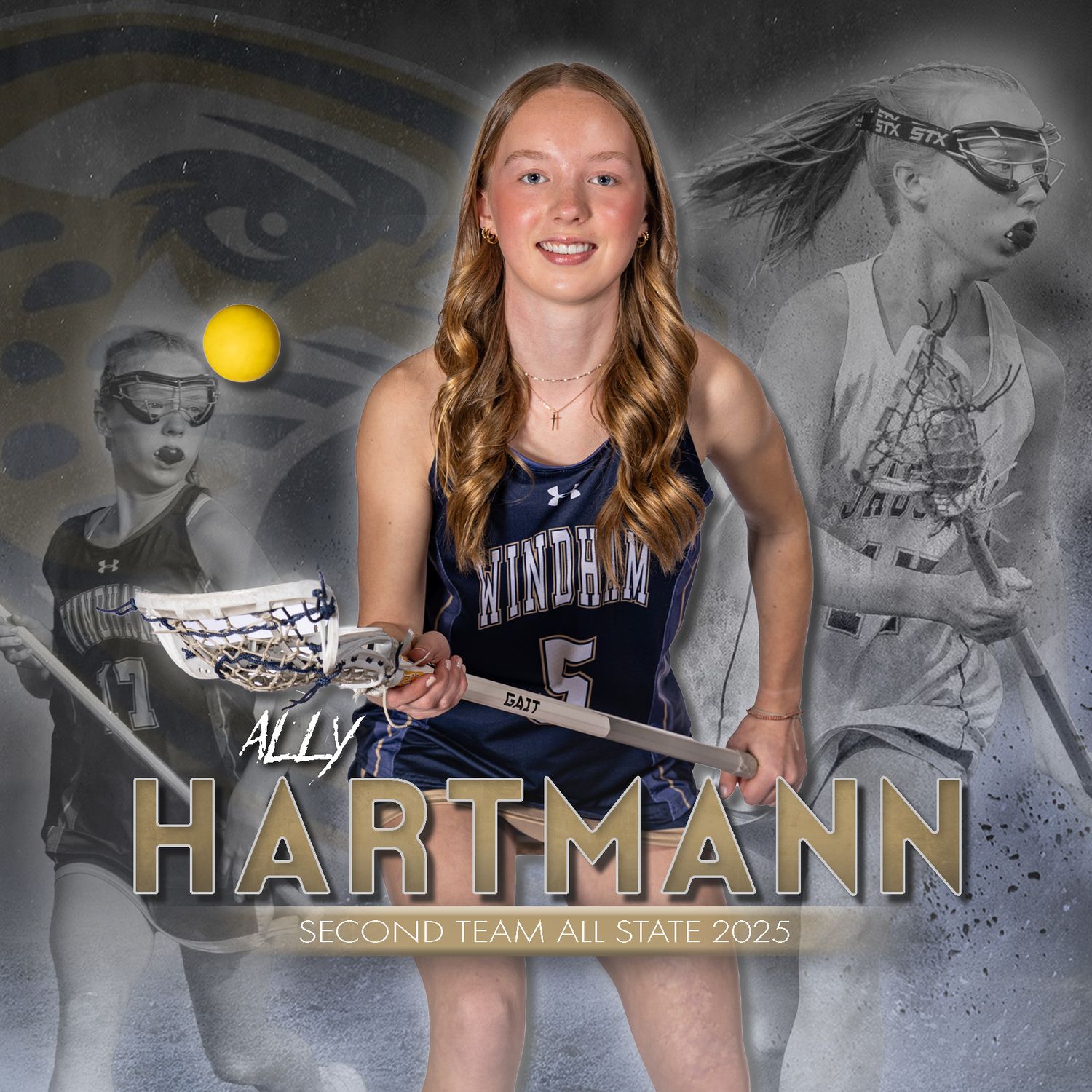 Fv3 Media New England Photography - Women's lacrosse graphic of Ally Hartmann of Windham New Hampshire Jaguars girls lax