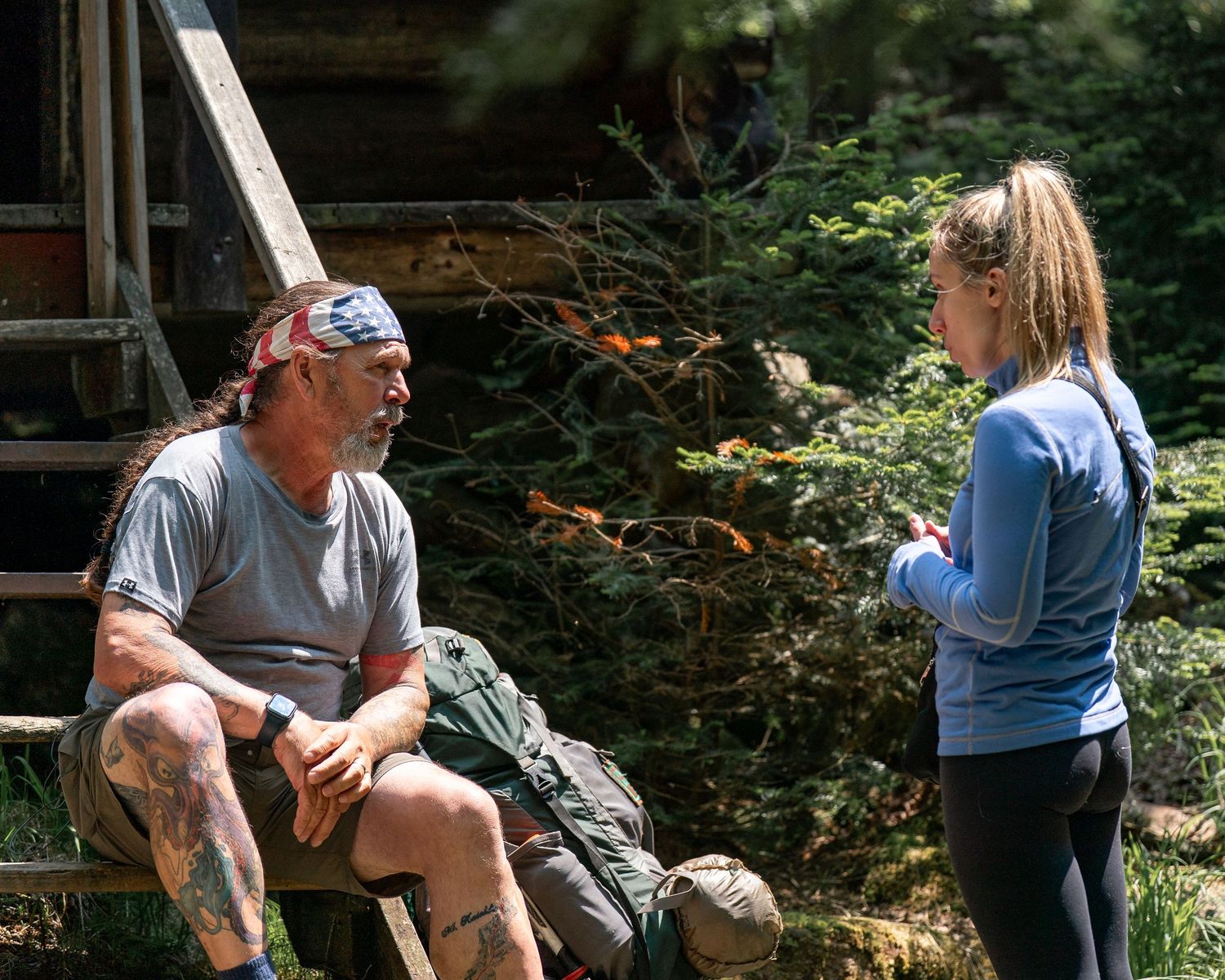 Behind the scenes photo of actress and director Erika Lynn Jolie on set of New England hiking drama feature film All You Have in Lincoln