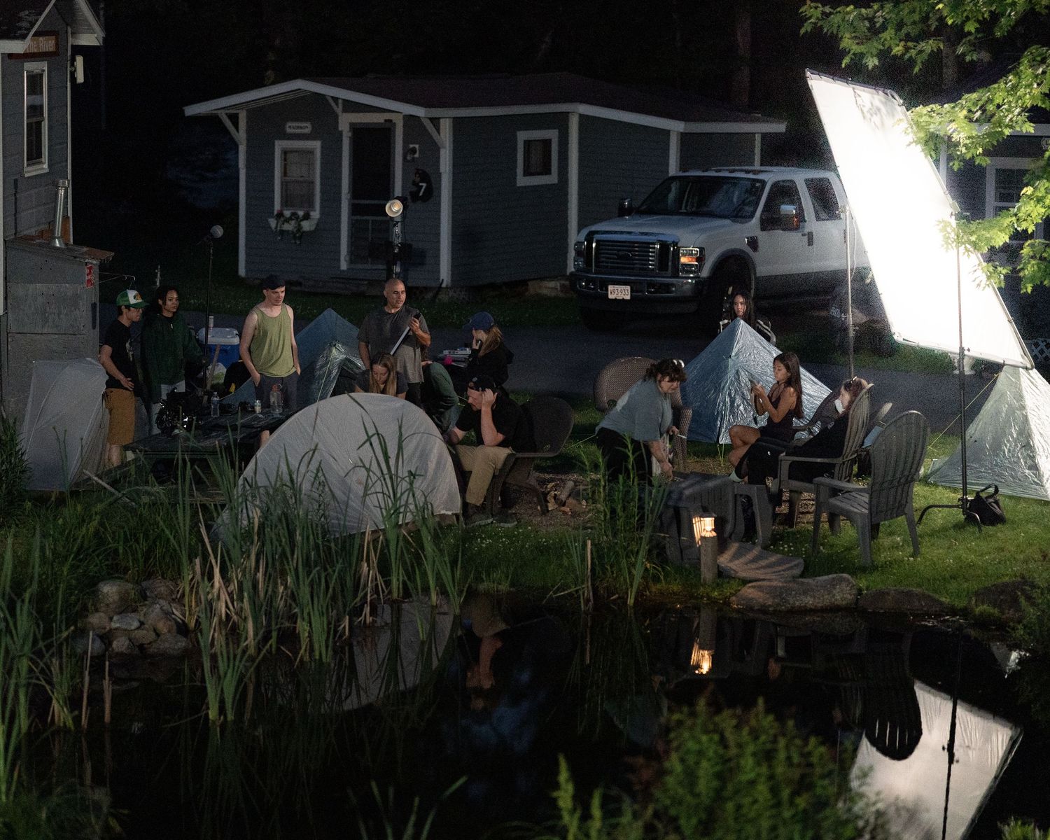 Behind the scenes photo of cinematographer Felix Bailly on the set of New England hiking drama feature film All You Have in Lincoln NH