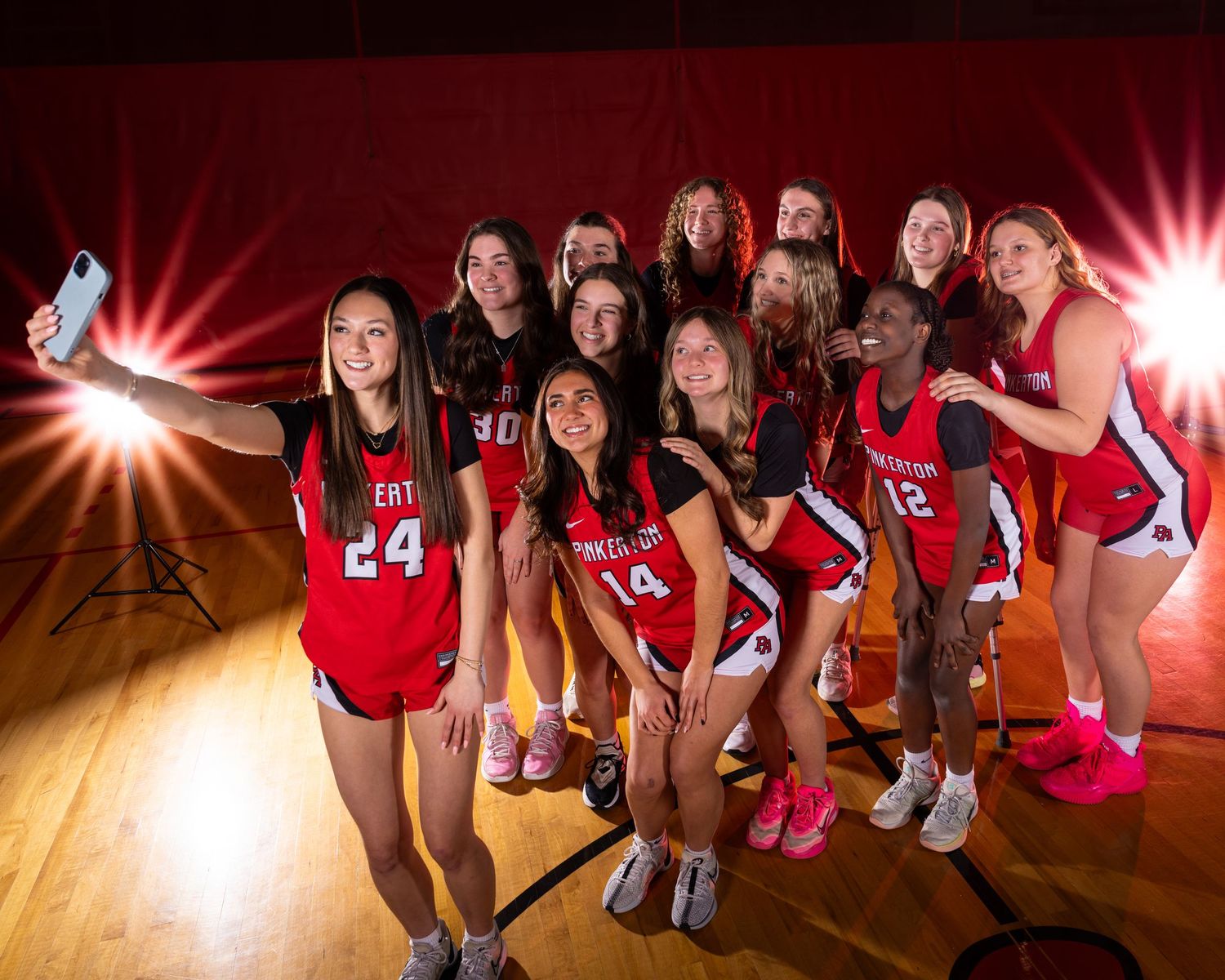 Pinkerton Academy Astros girls Basketball Fv3 Media sports photography Media Day photoshoot and creative portrait session in New Hampshire