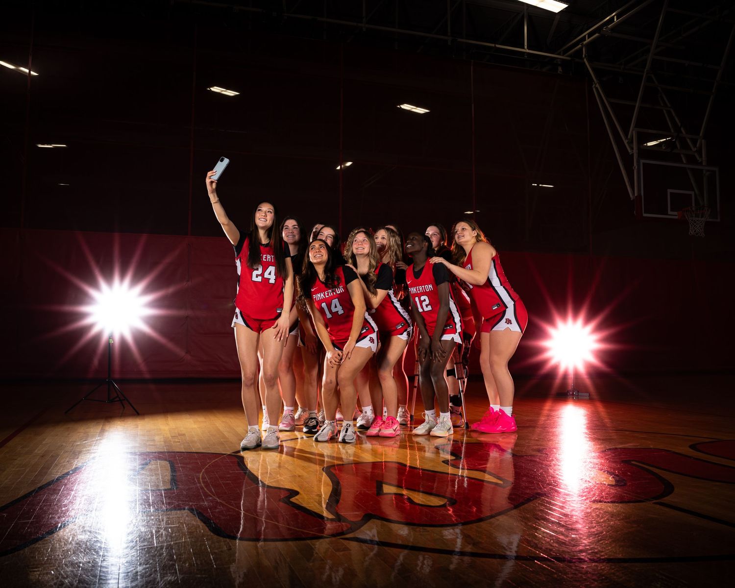 Pinkerton Academy Astros girls Basketball Fv3 Media sports photography Media Day photoshoot and creative portrait session in New Hampshire