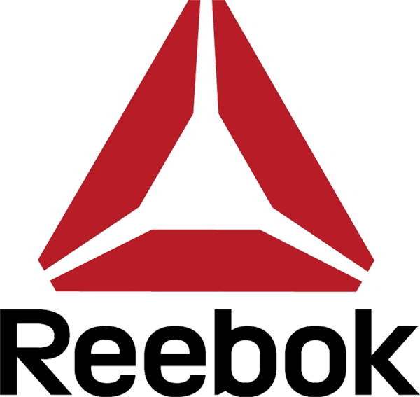 Red delta symbol Reebok logo with black text on white background.