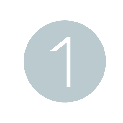 Light blue circle icon with white number 1 centered, minimalist design for step-by-step guides.
